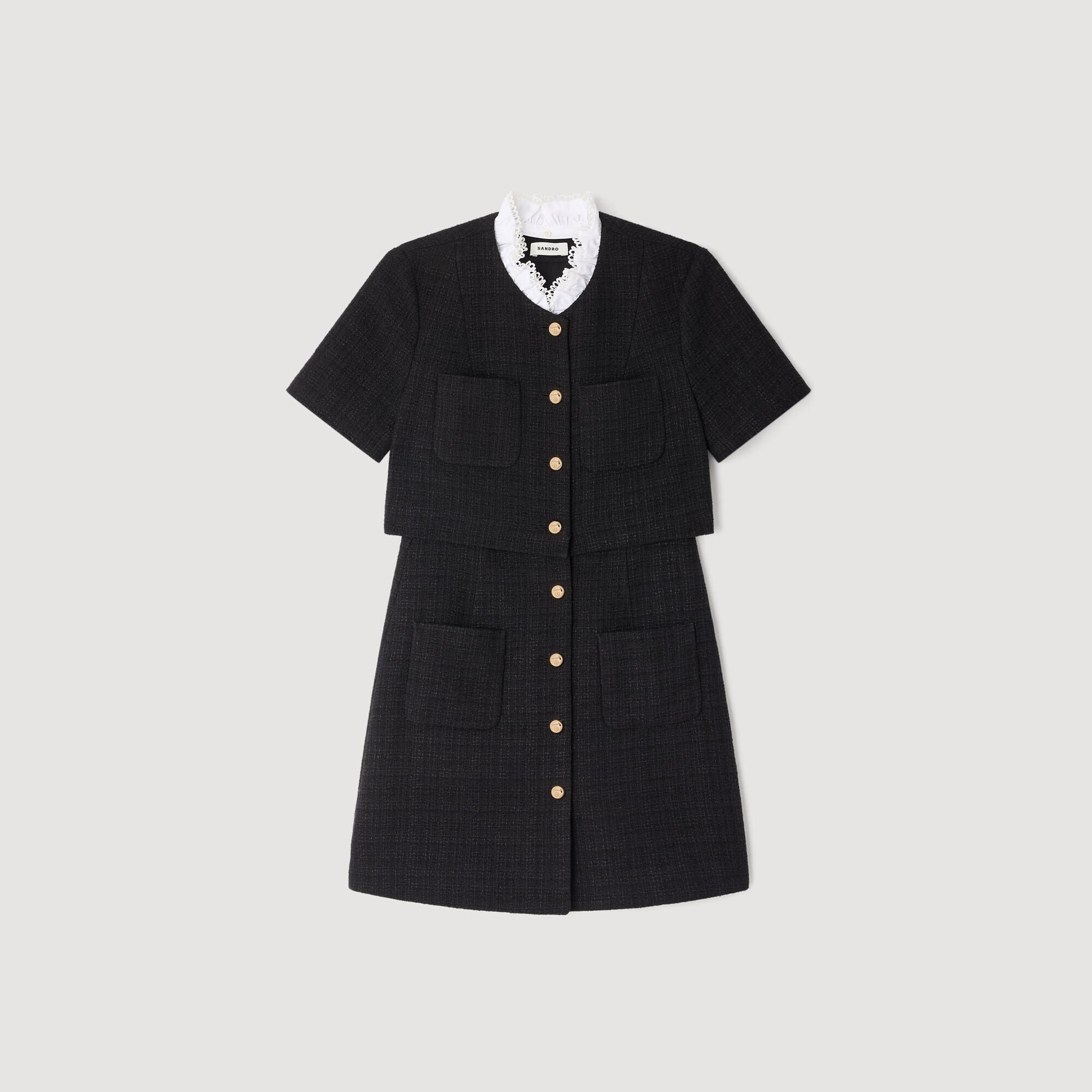 Short dress with detachable collar