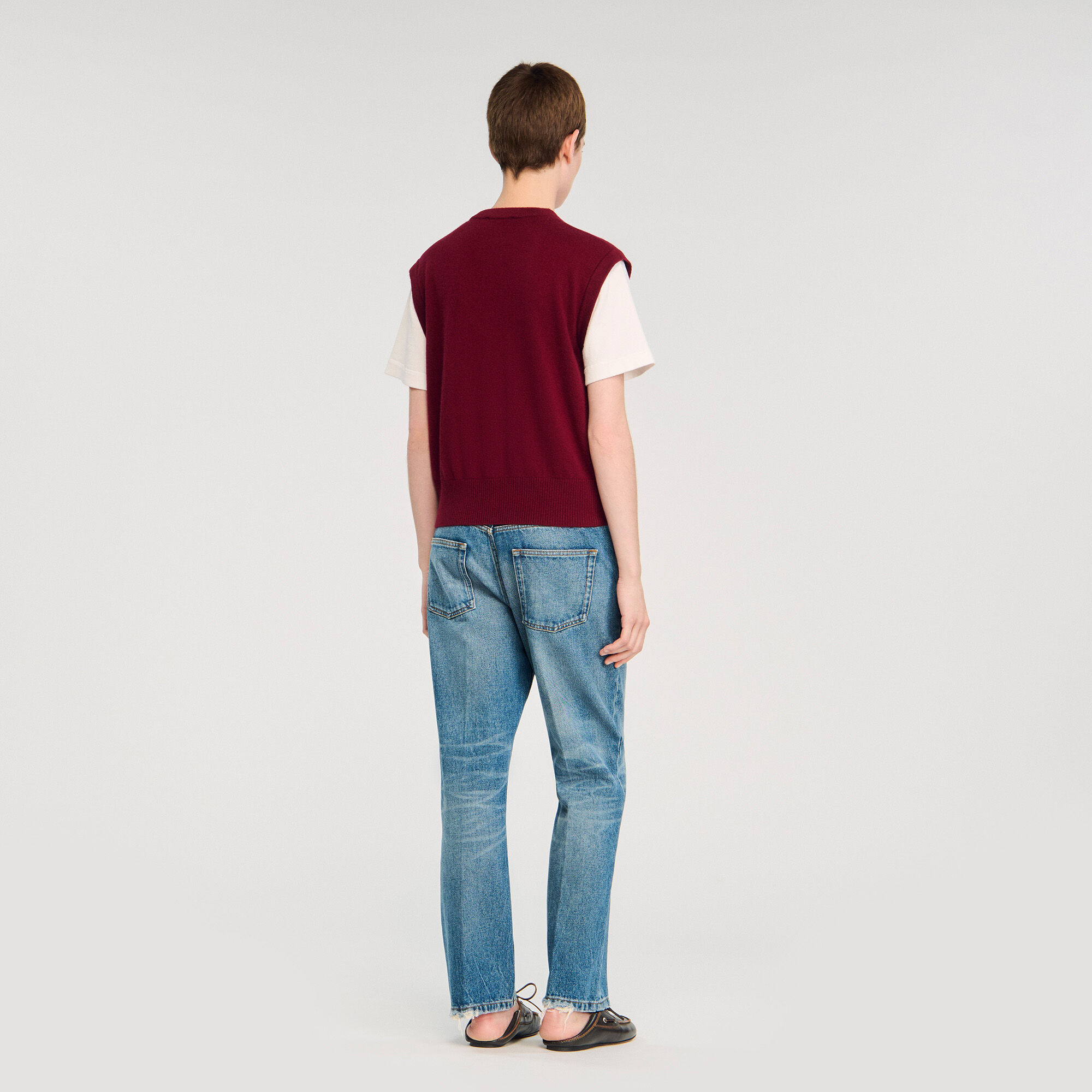 Pull bicolore en laine et cachemire 