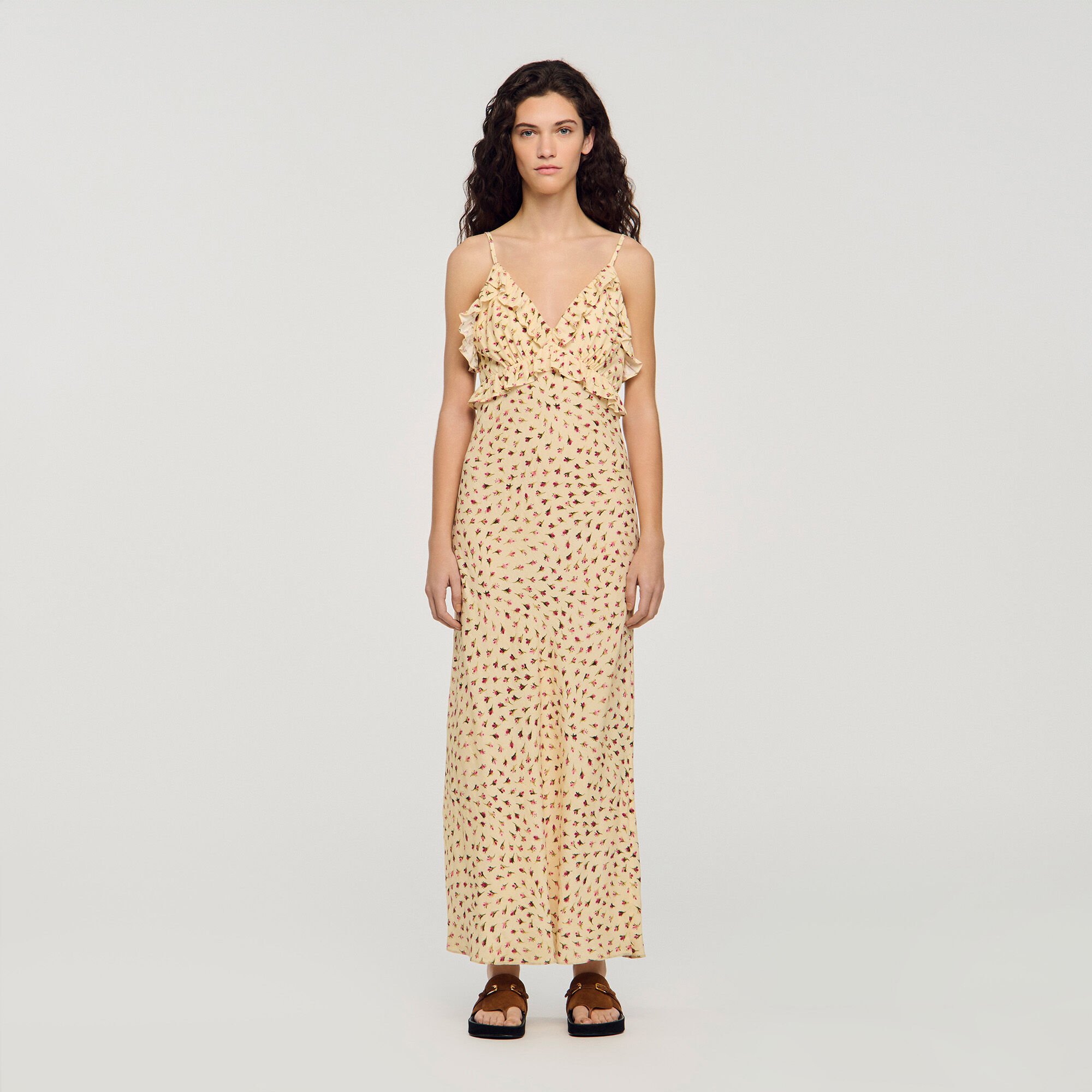 Robe longue imprim&eacute; fleur 