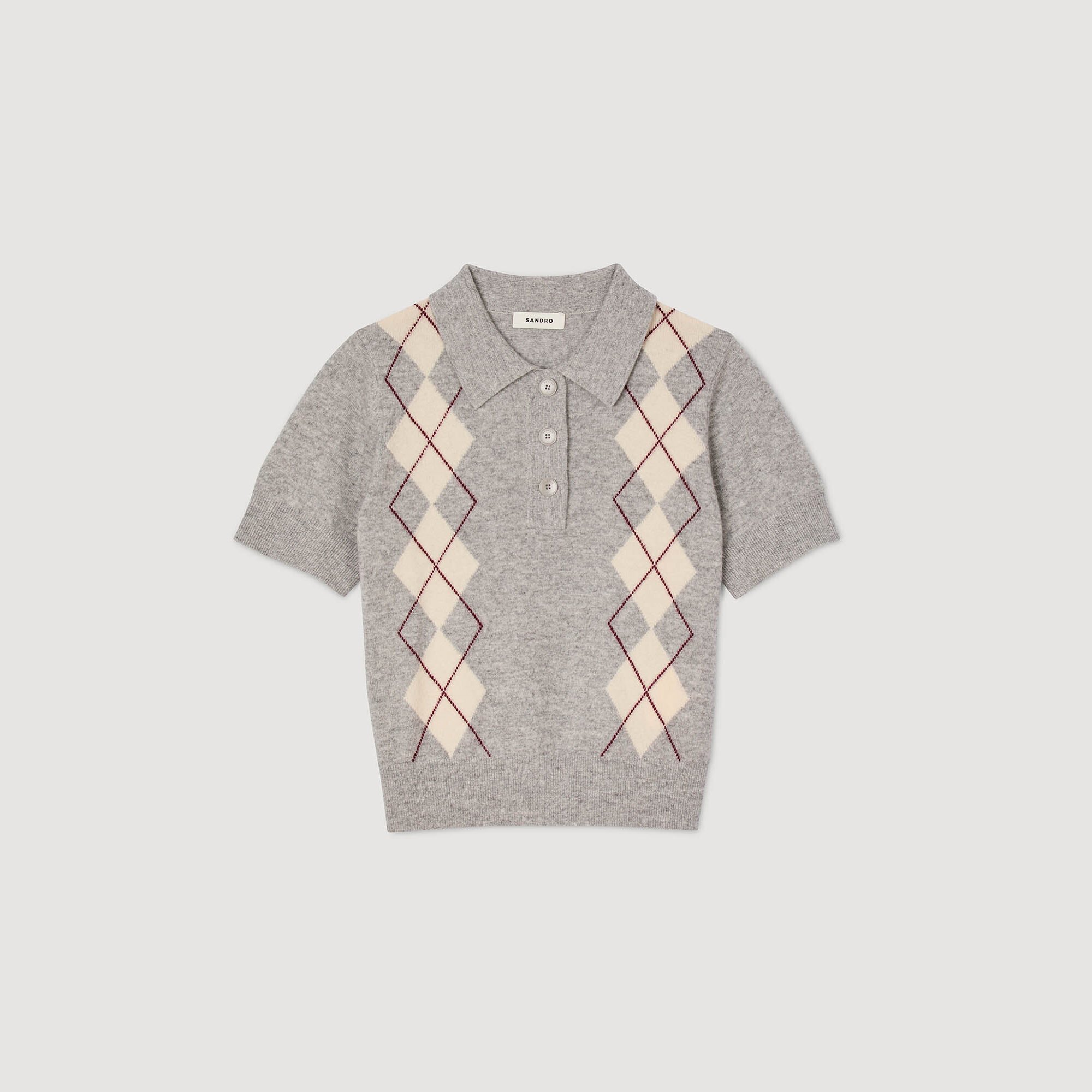 Pullover mit Rauten und Polokragen