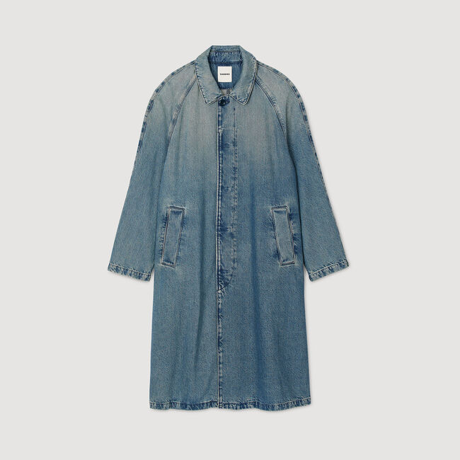 Manteau long en jean délavé 