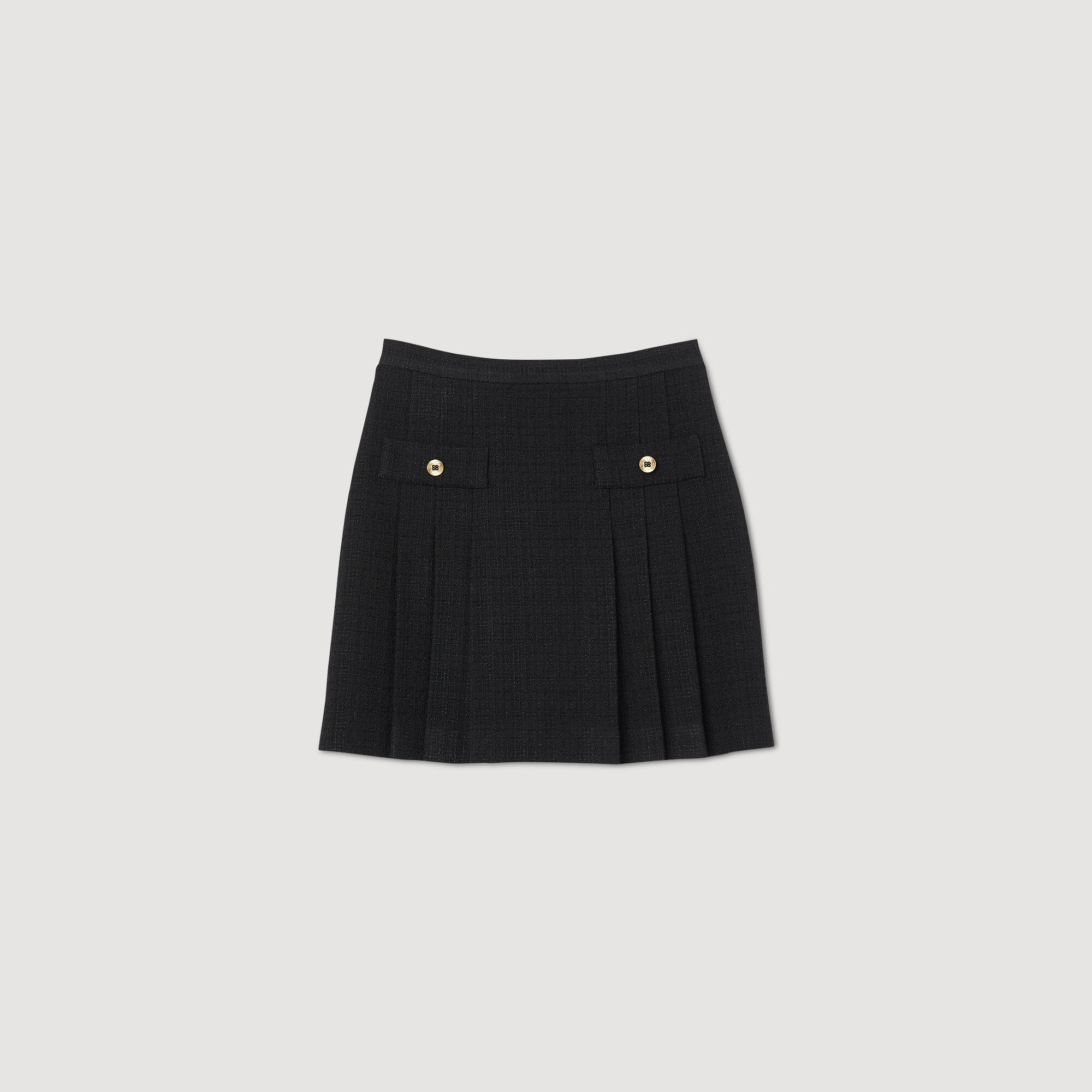 Pleated tweed skirt