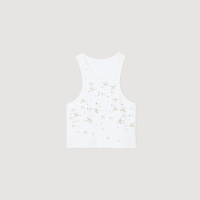 Tanktop mit Perlen und Strass
