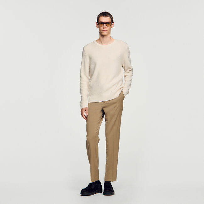 Pull col rond en point de riz - Homme | Sandro