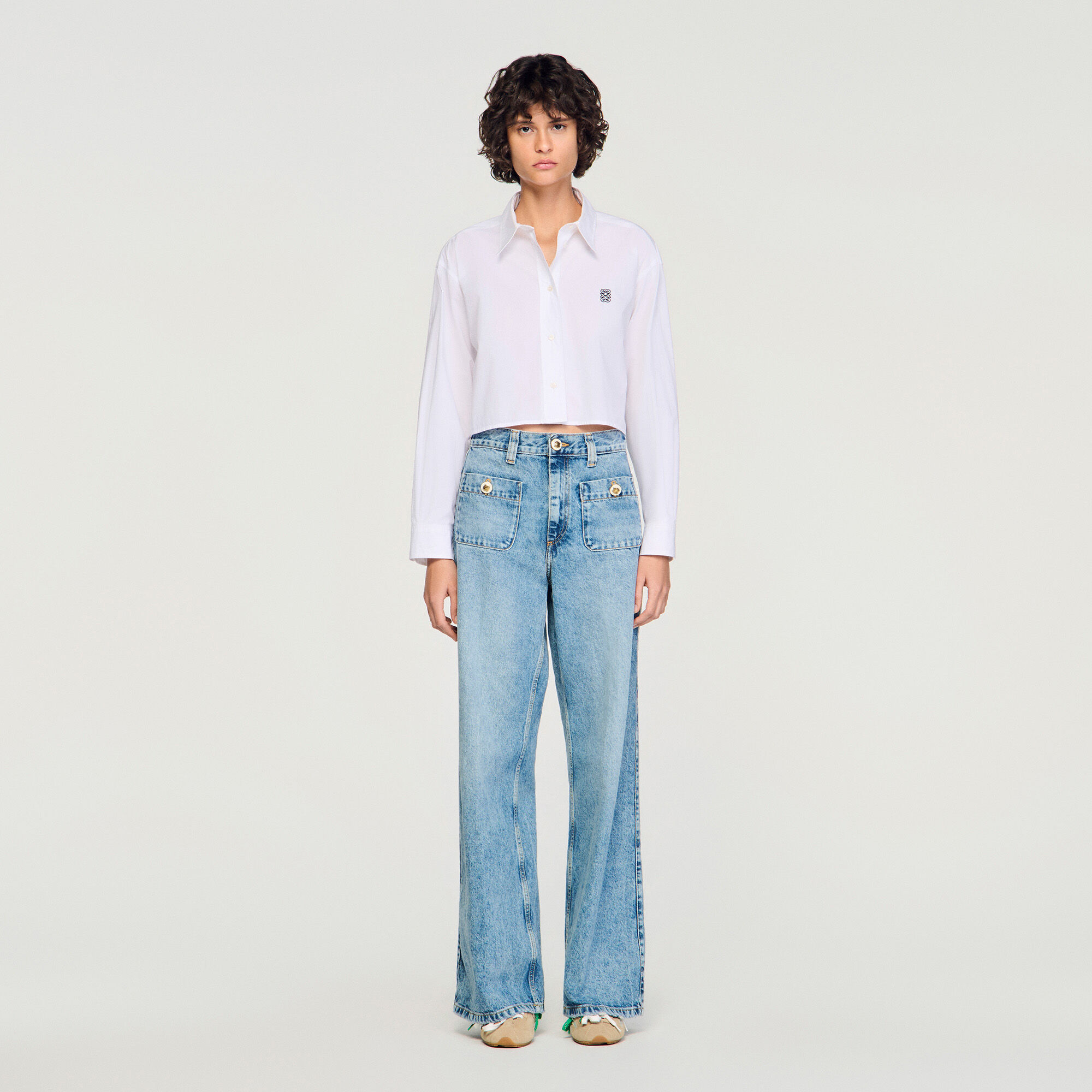 Cropped poplin shirt