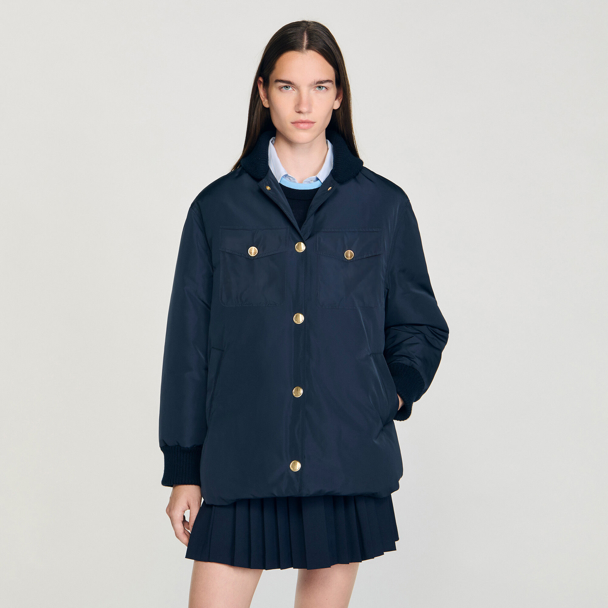 Daunenjacke mit Teddykragen
