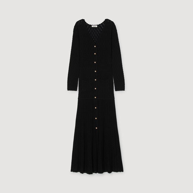 Langes Strickkleid mit Ziermuster - Damen | Sandro