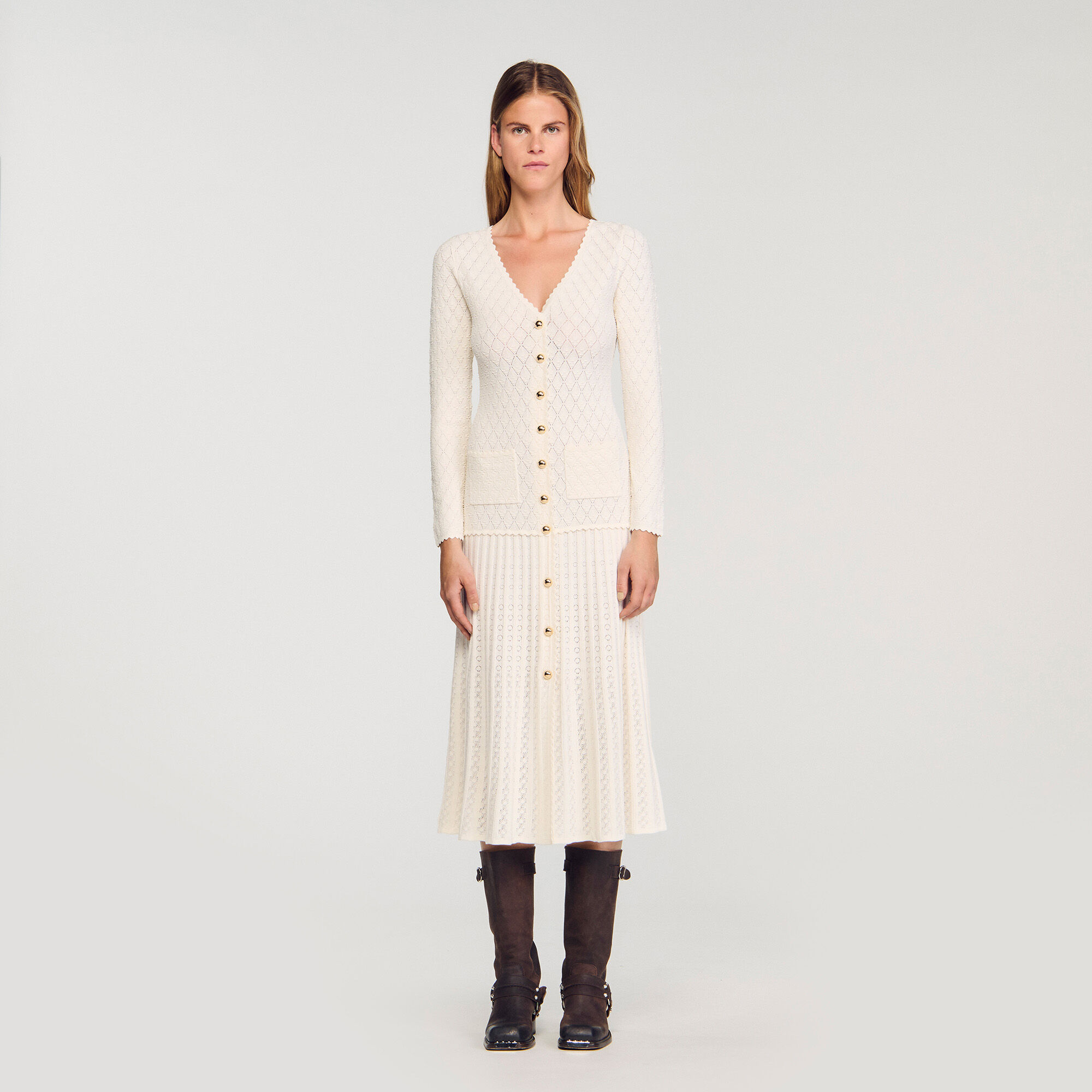 Robe longue en maille fantaisie