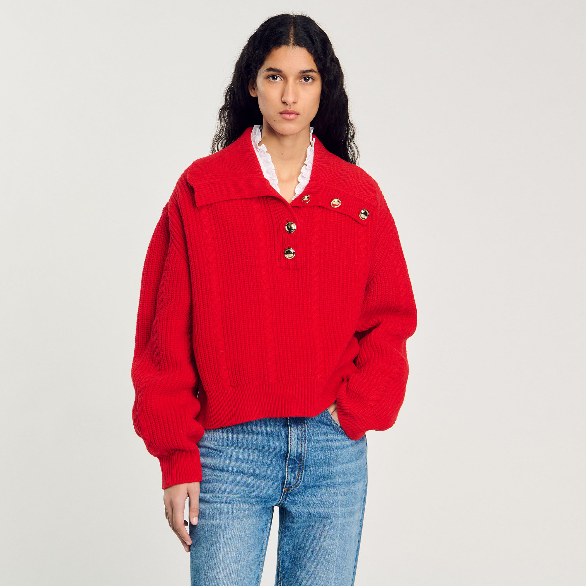 Pull à col boutonné