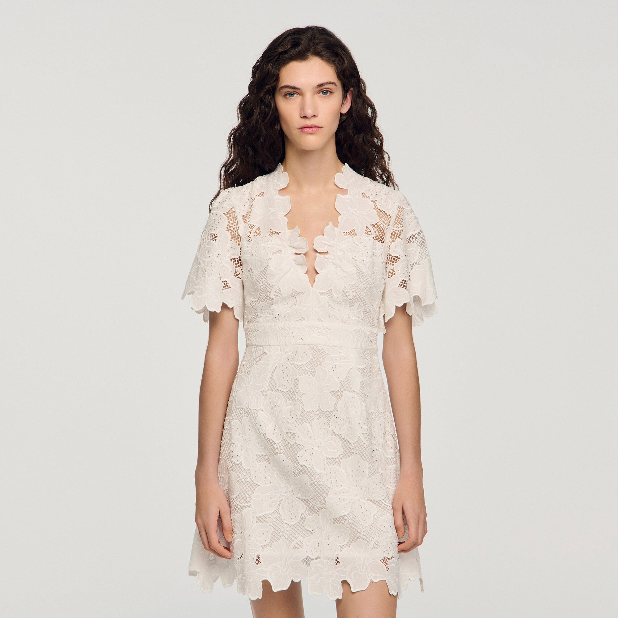 Robe courte imprim&eacute; fleur