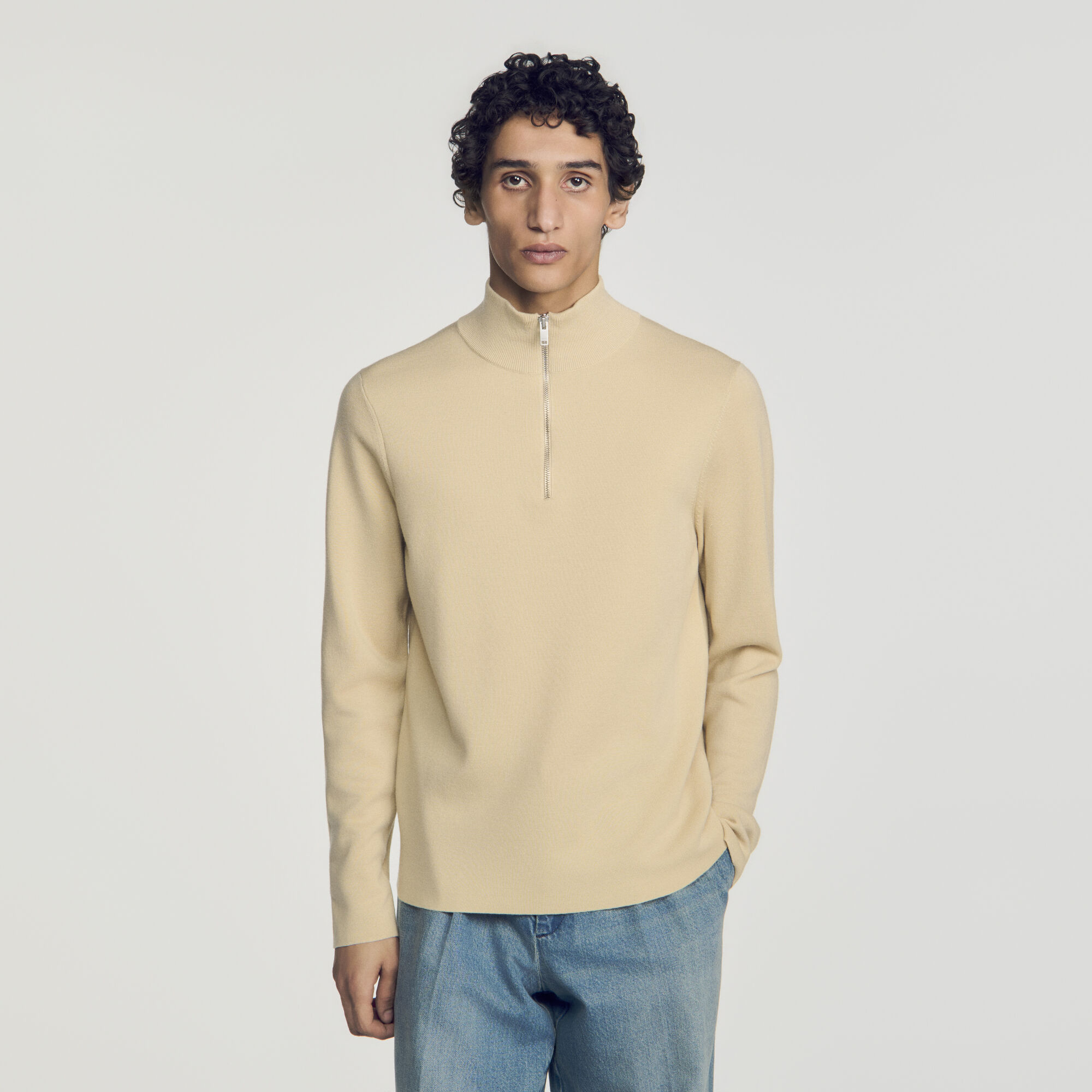 Wollpullover mit Rei&szlig;verschlusskragen