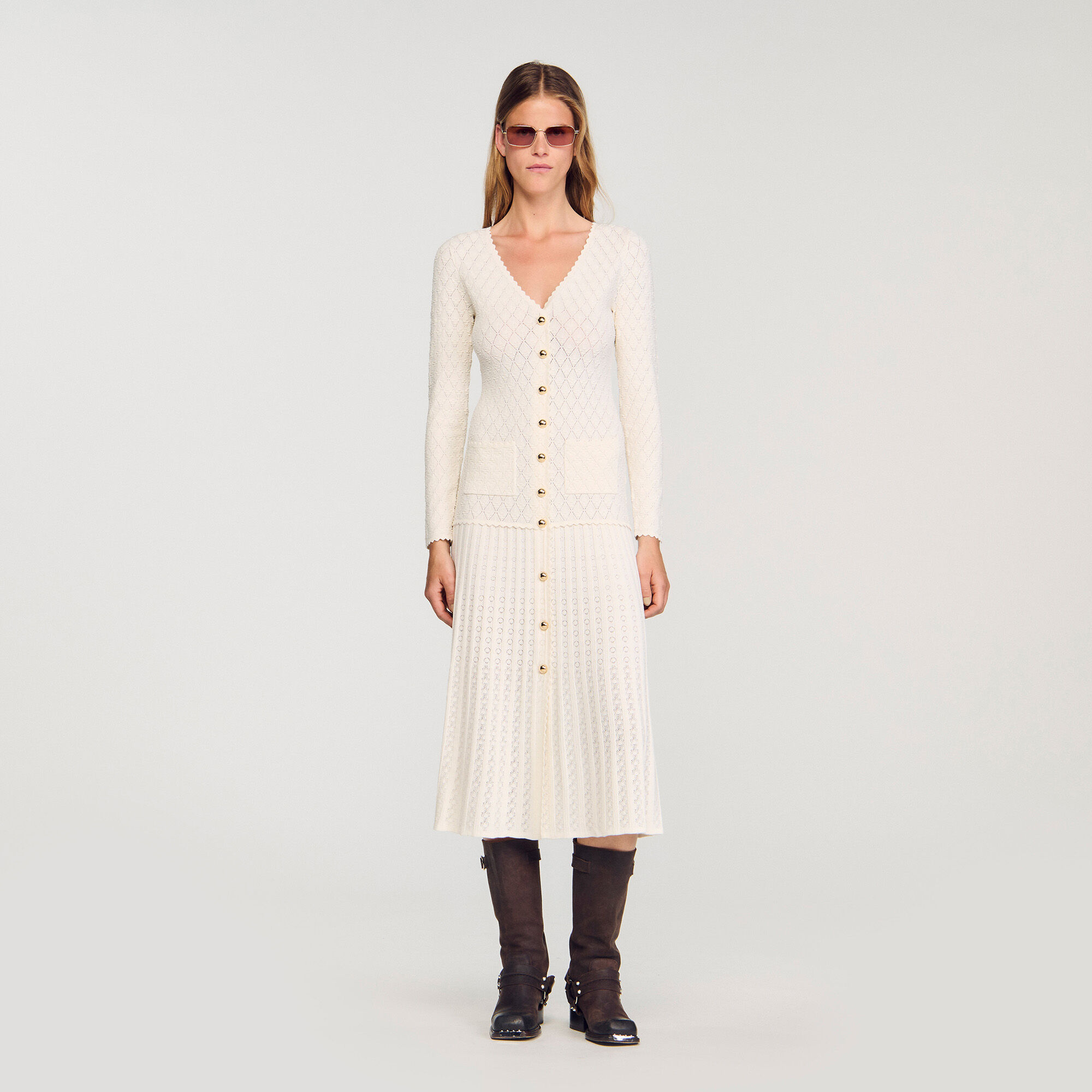 Robe longue en maille fantaisie