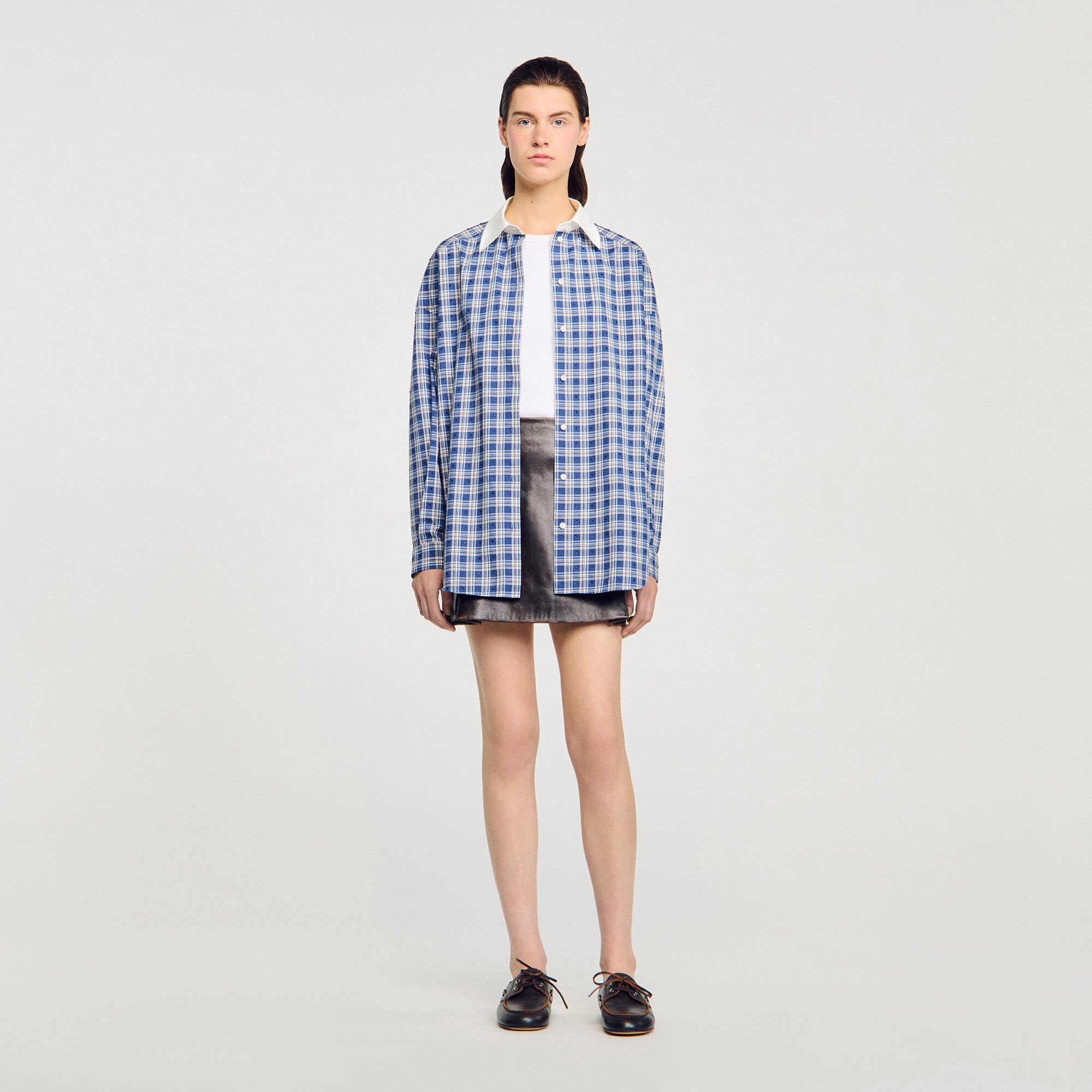 Chemise à carreaux strassée