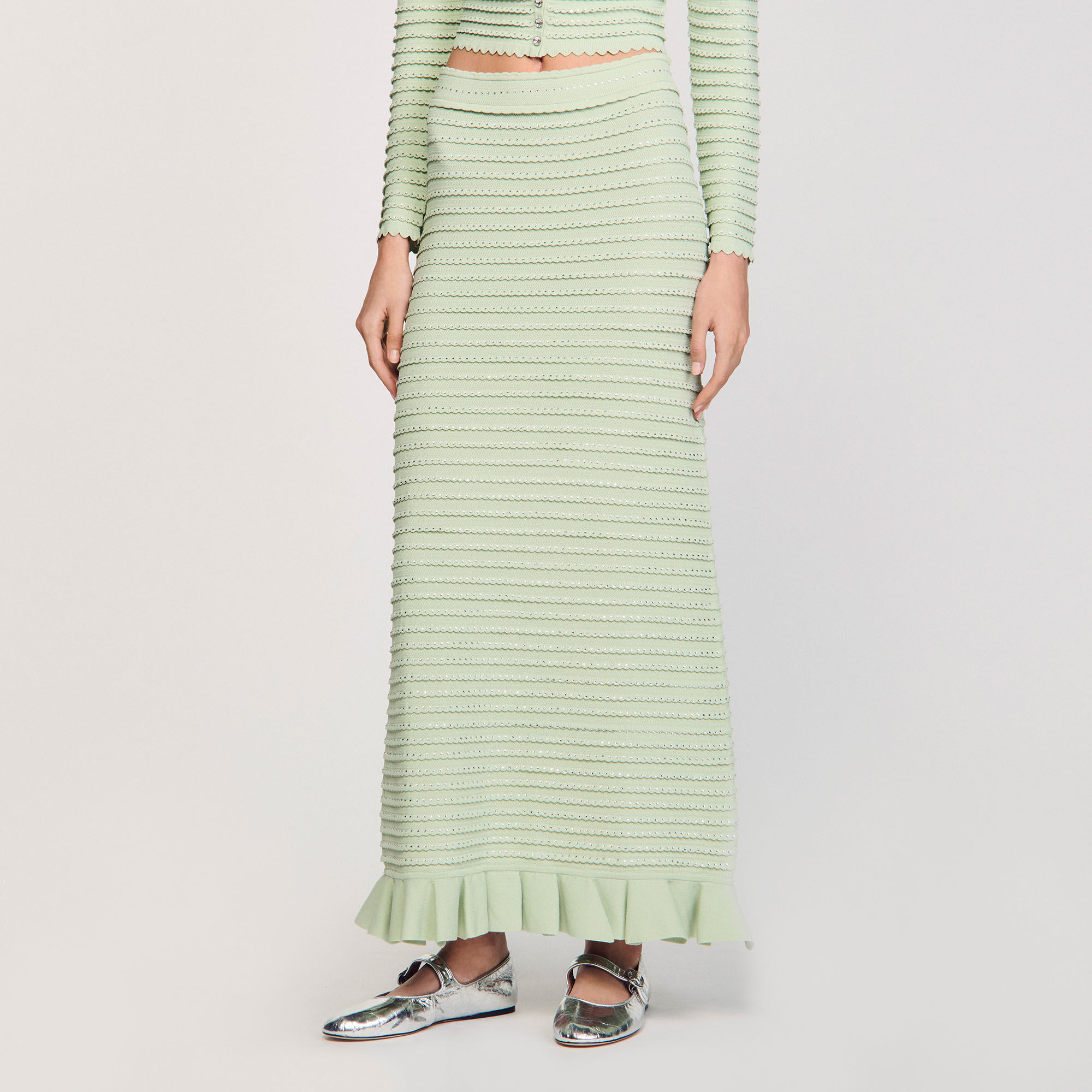 Rhinestone knit maxi skirt