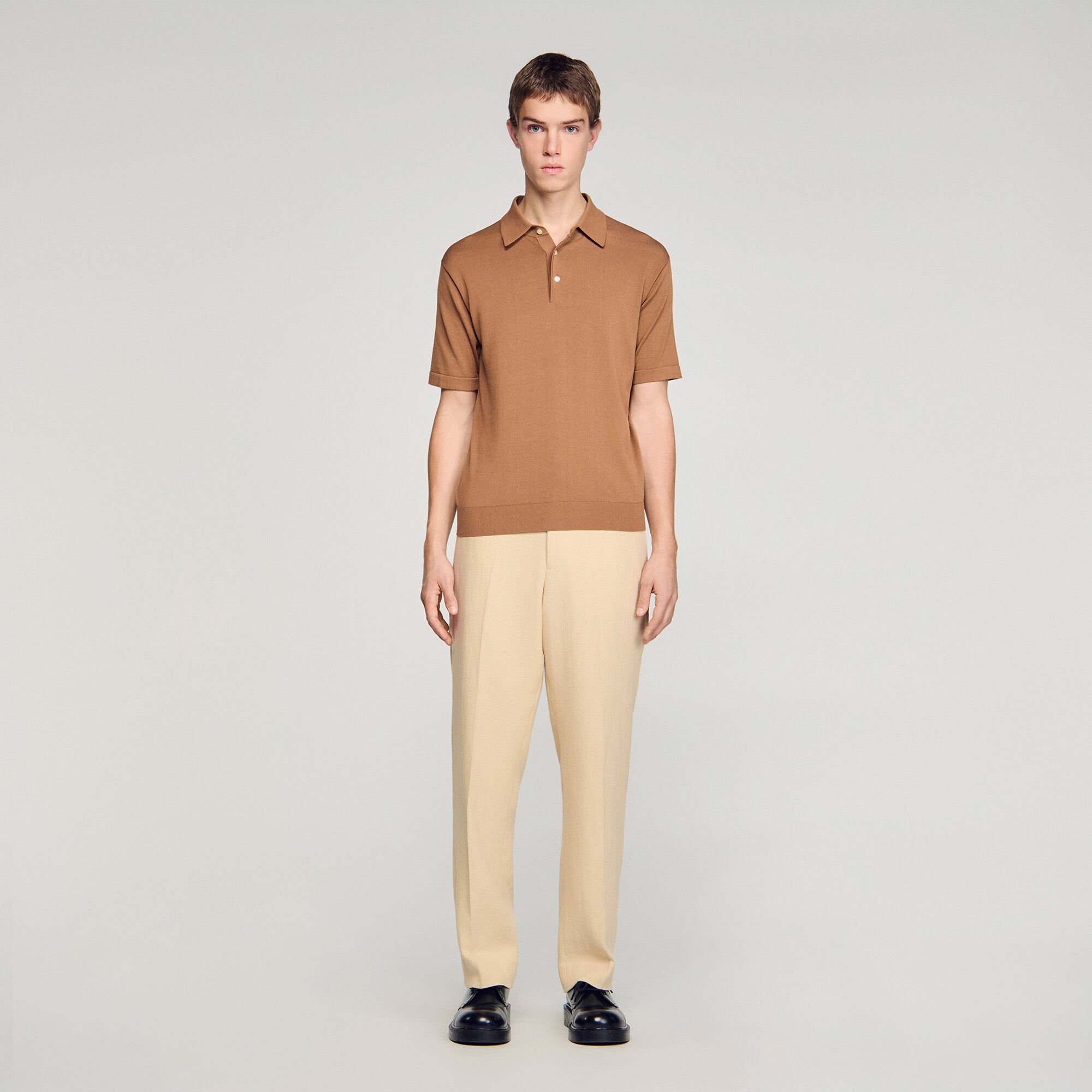 Cotton and silk polo shirt