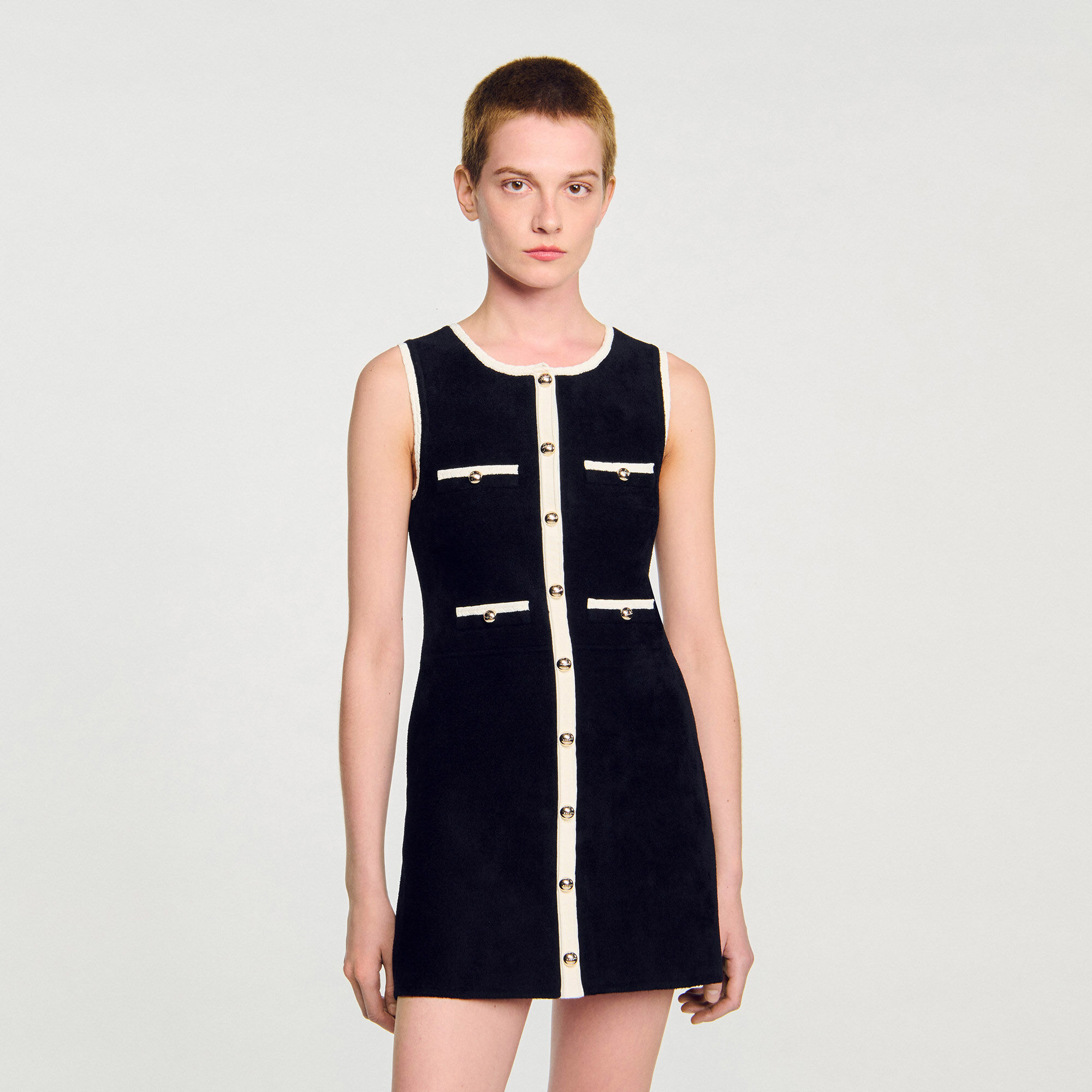Robe courte en maille velours
