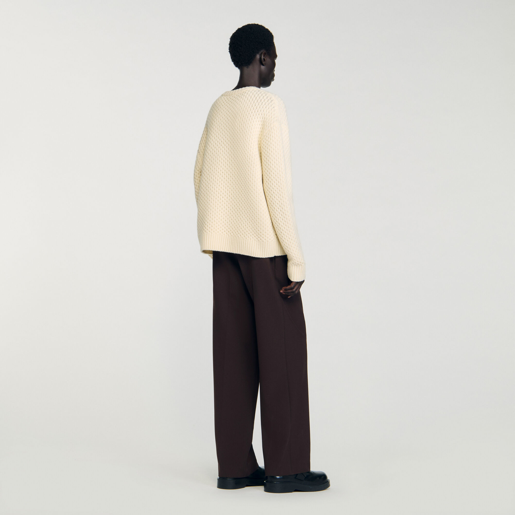 Honeycomb stitch wool jumper