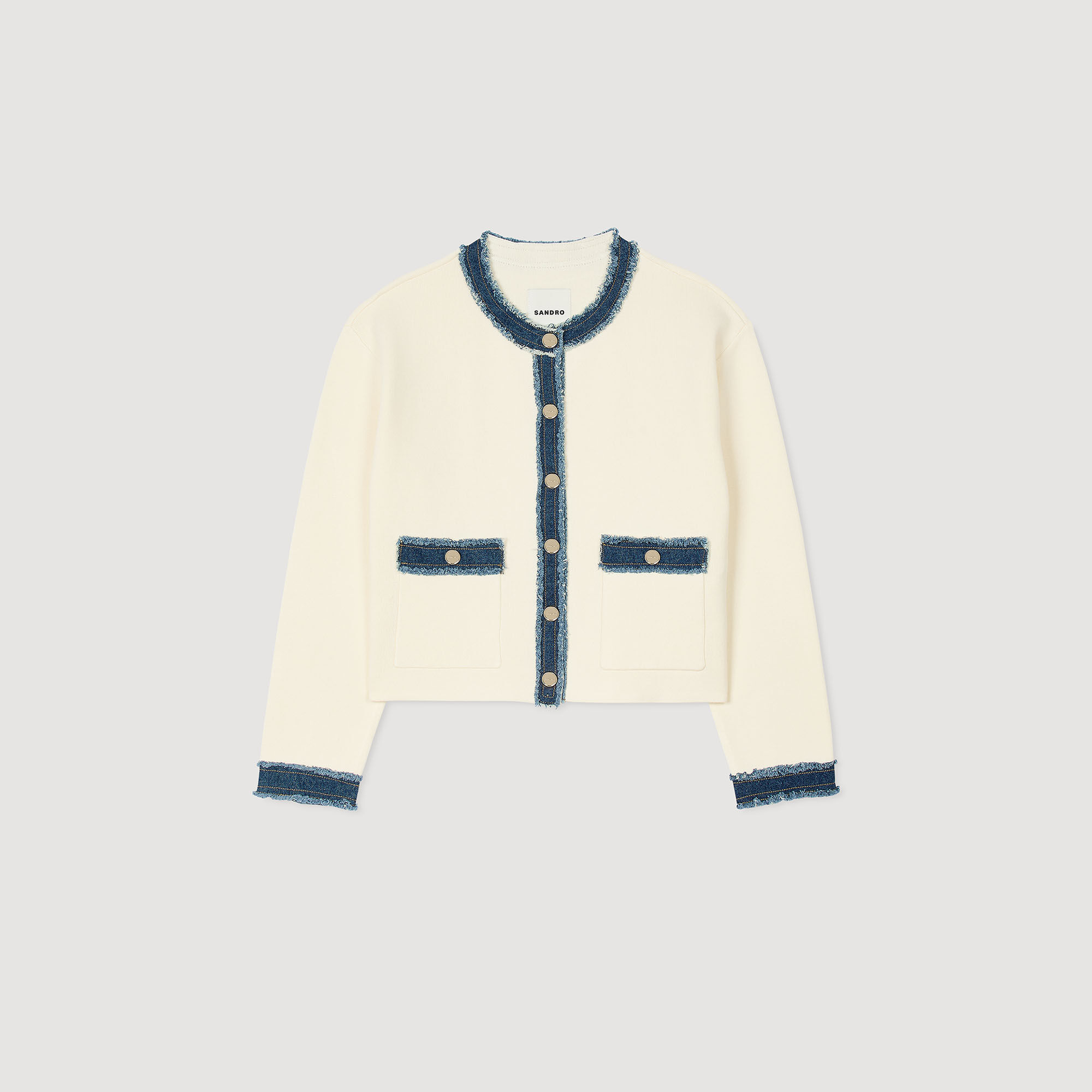 Cardigan mit Denim-Details