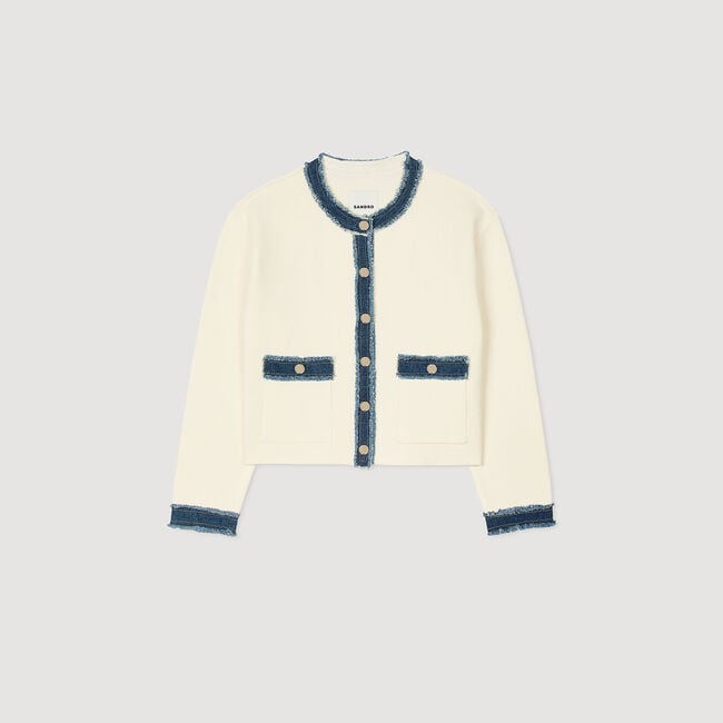 Cardigan mit Denim-Details