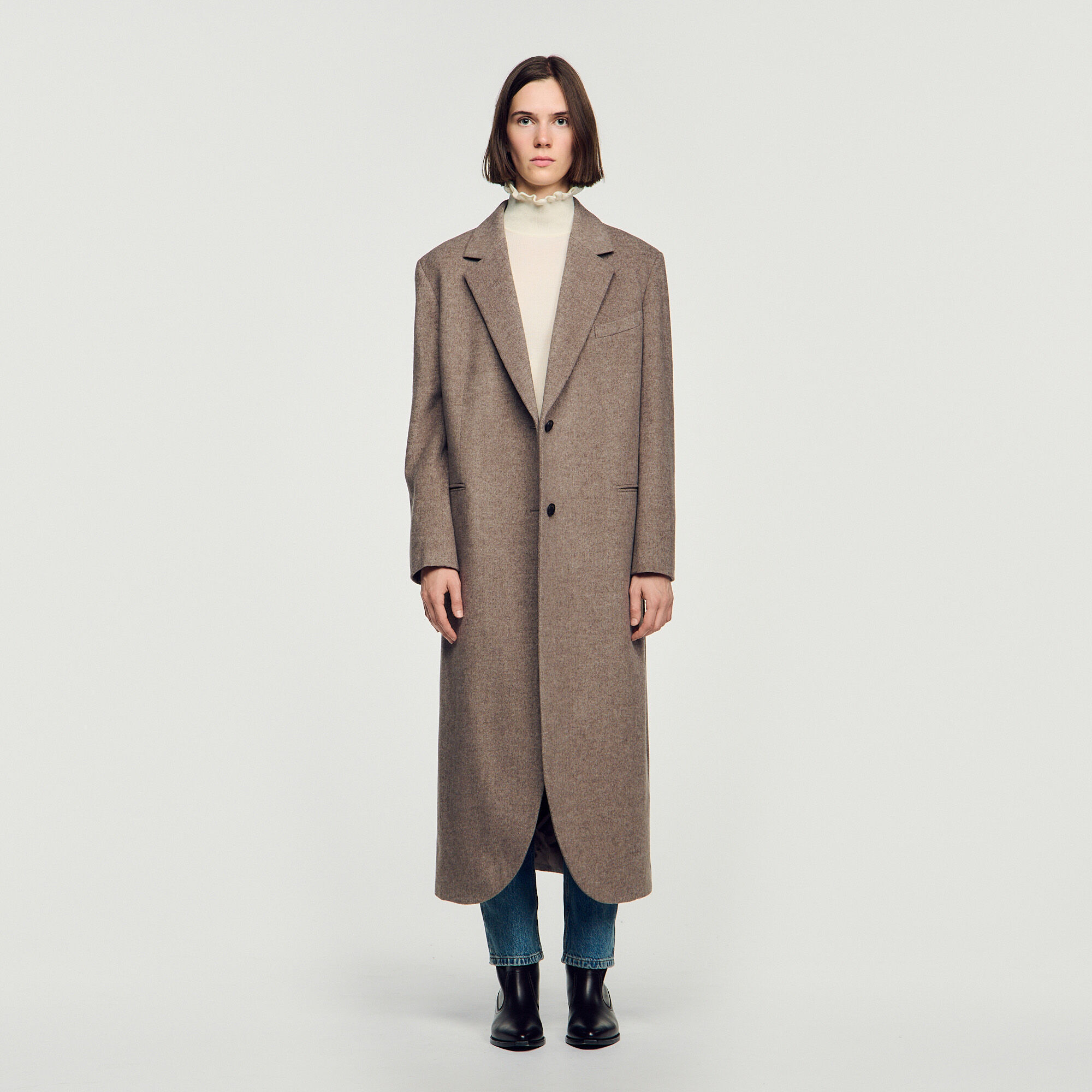 Long double-faced wool coat - Women | Sandro