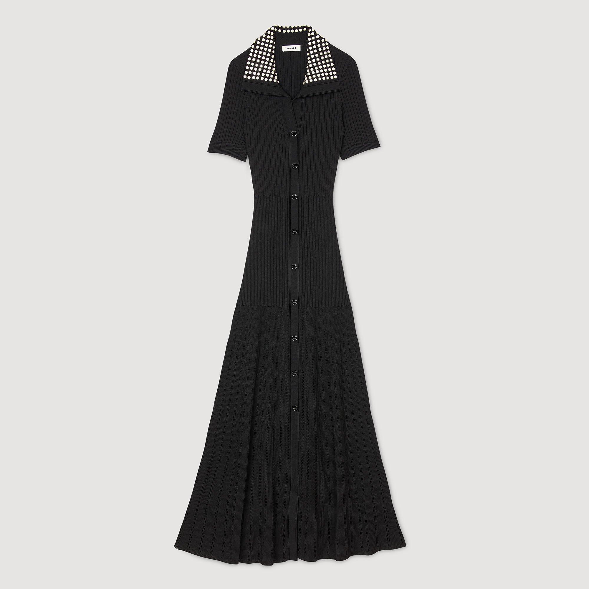 Robe longue en maille à studs