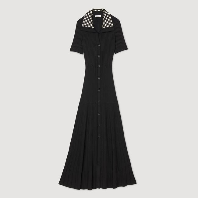 Robe longue en maille à studs