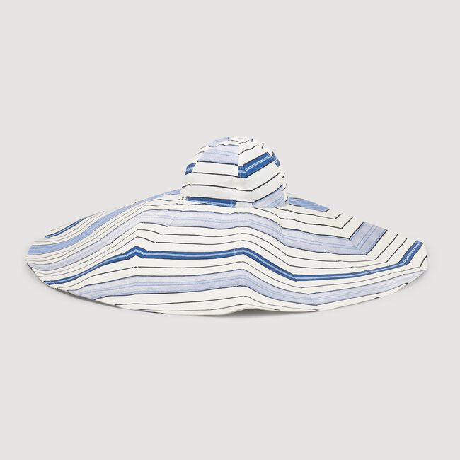 Striped cotton floppy sun hat