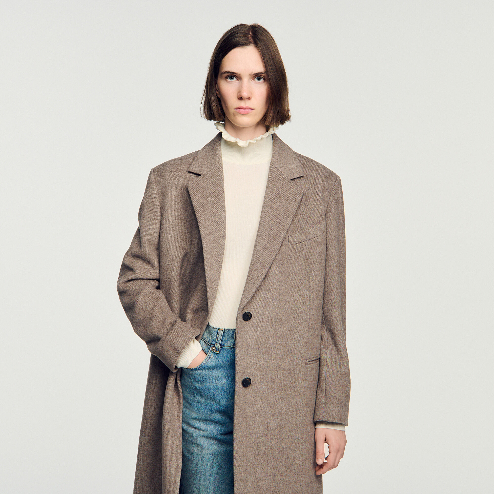 Long double-faced wool coat - Women | Sandro