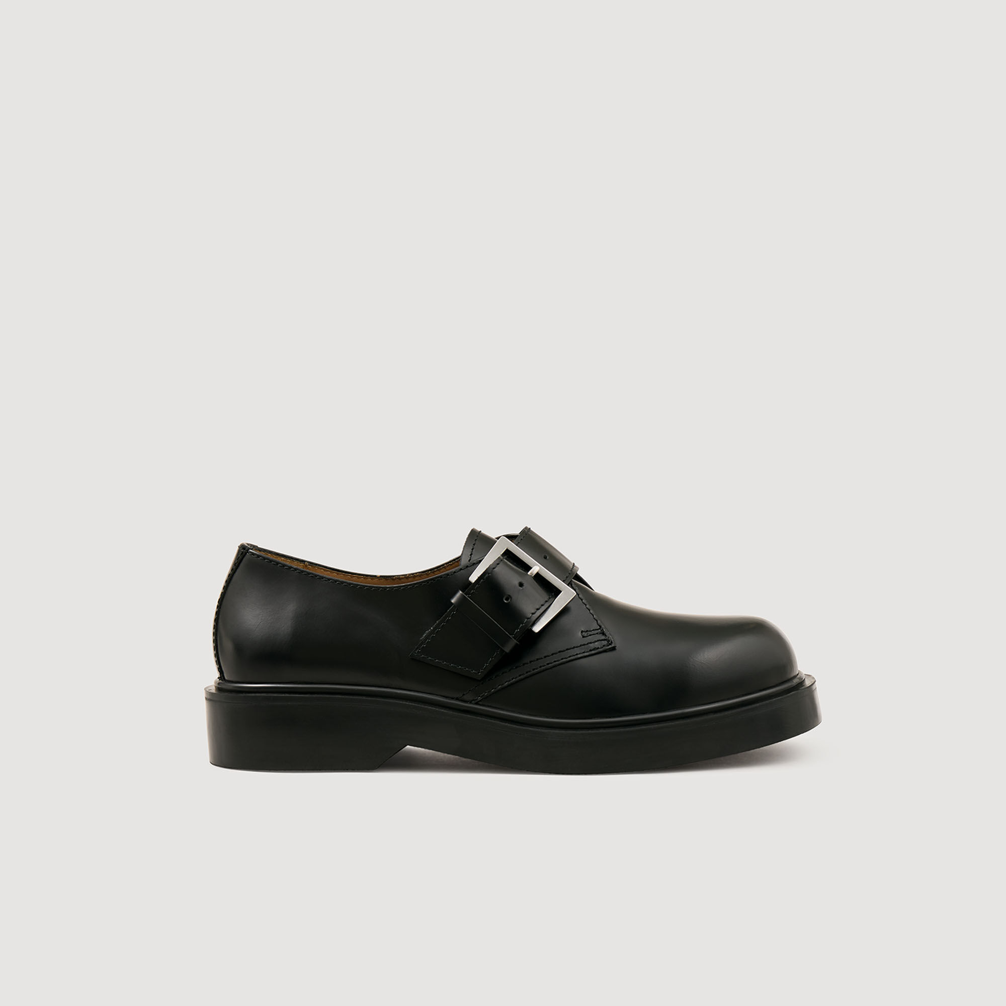 Glazed leather derbies