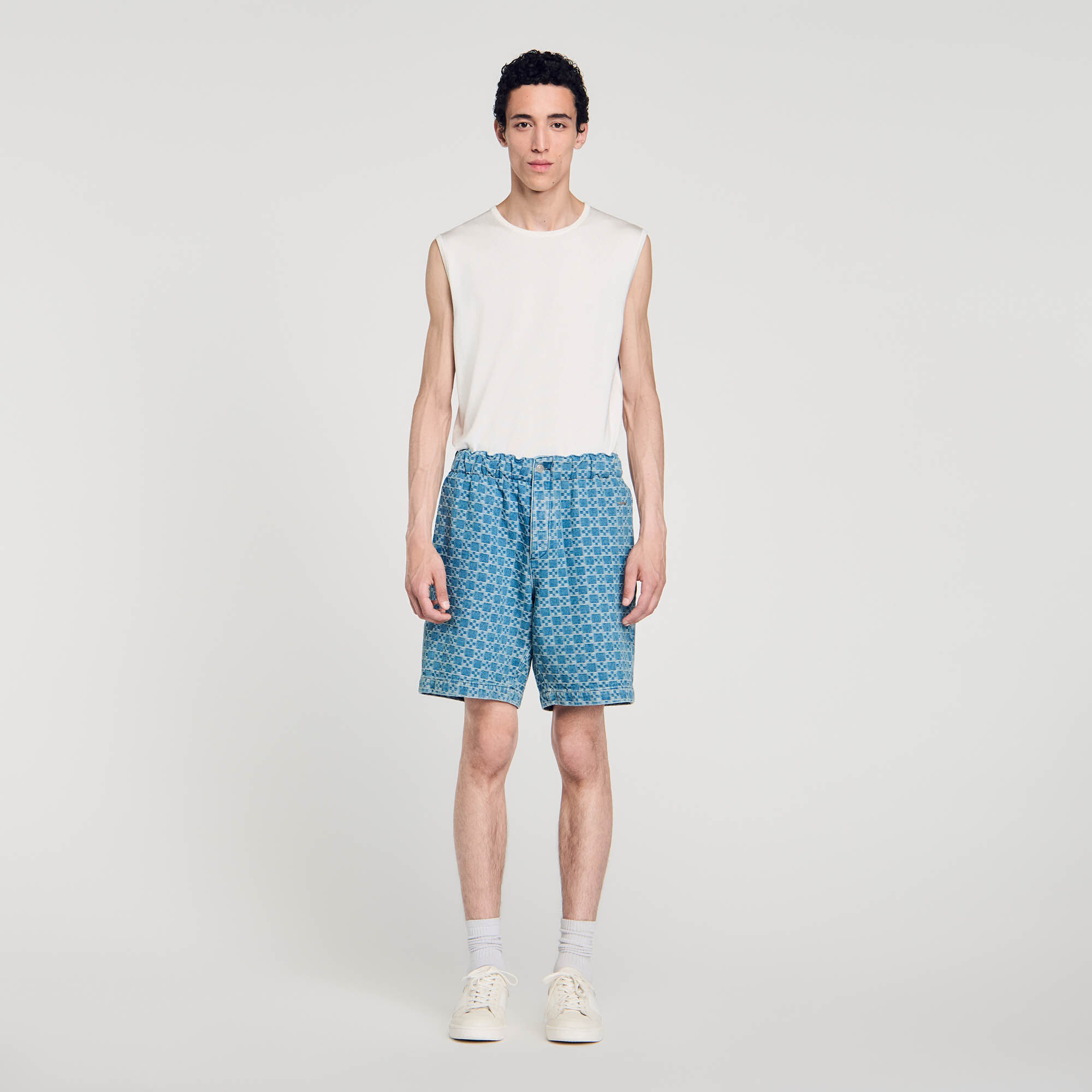 Bermuda en denim square cross