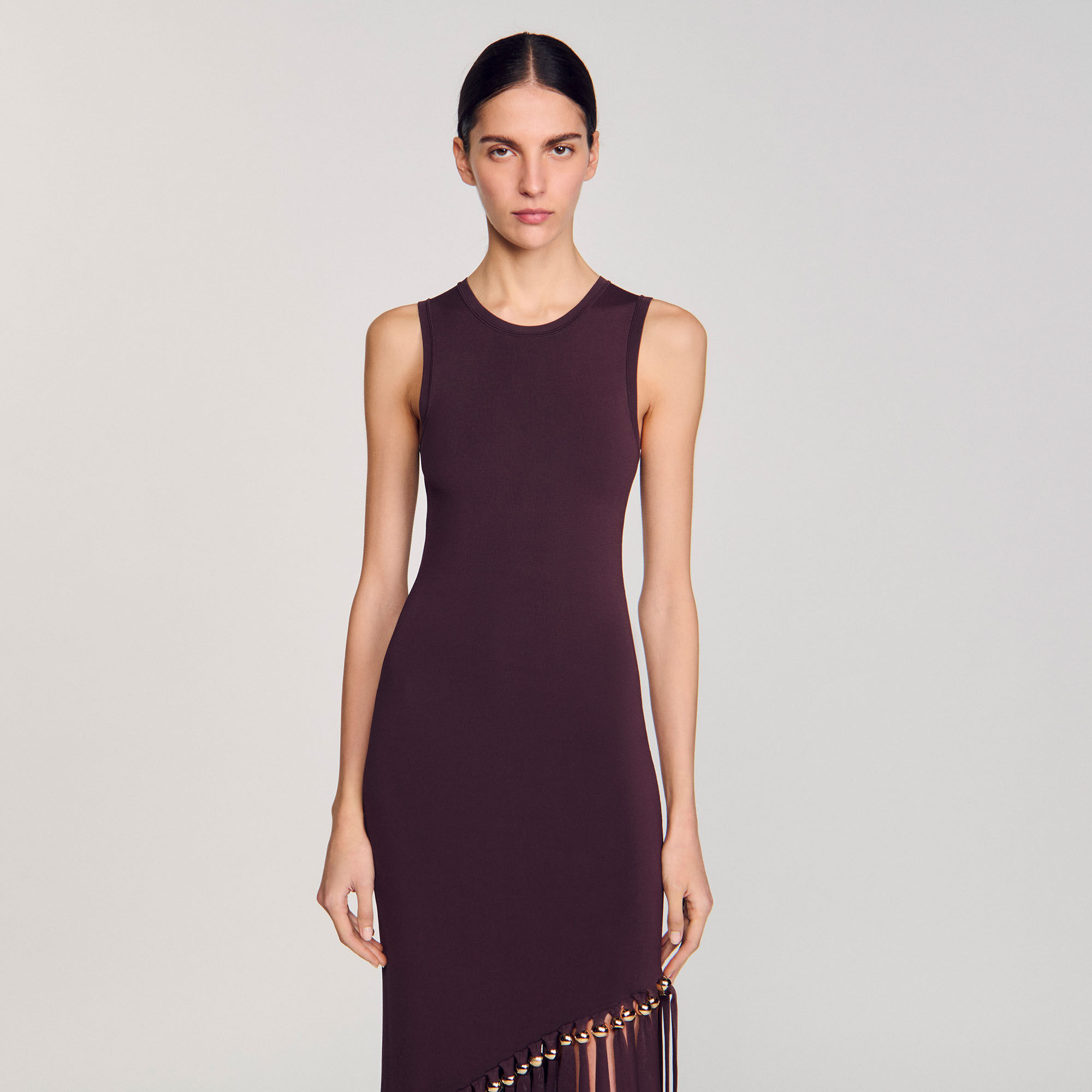 Fringed and beaded maxi dress