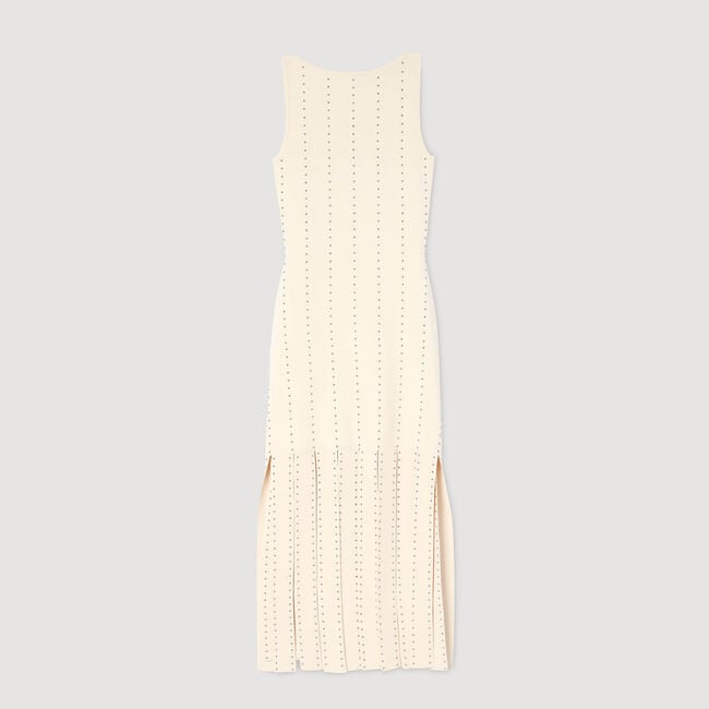Langes Strickkleid mit Fransen