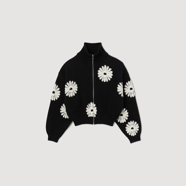 Floral trucker-style sweater