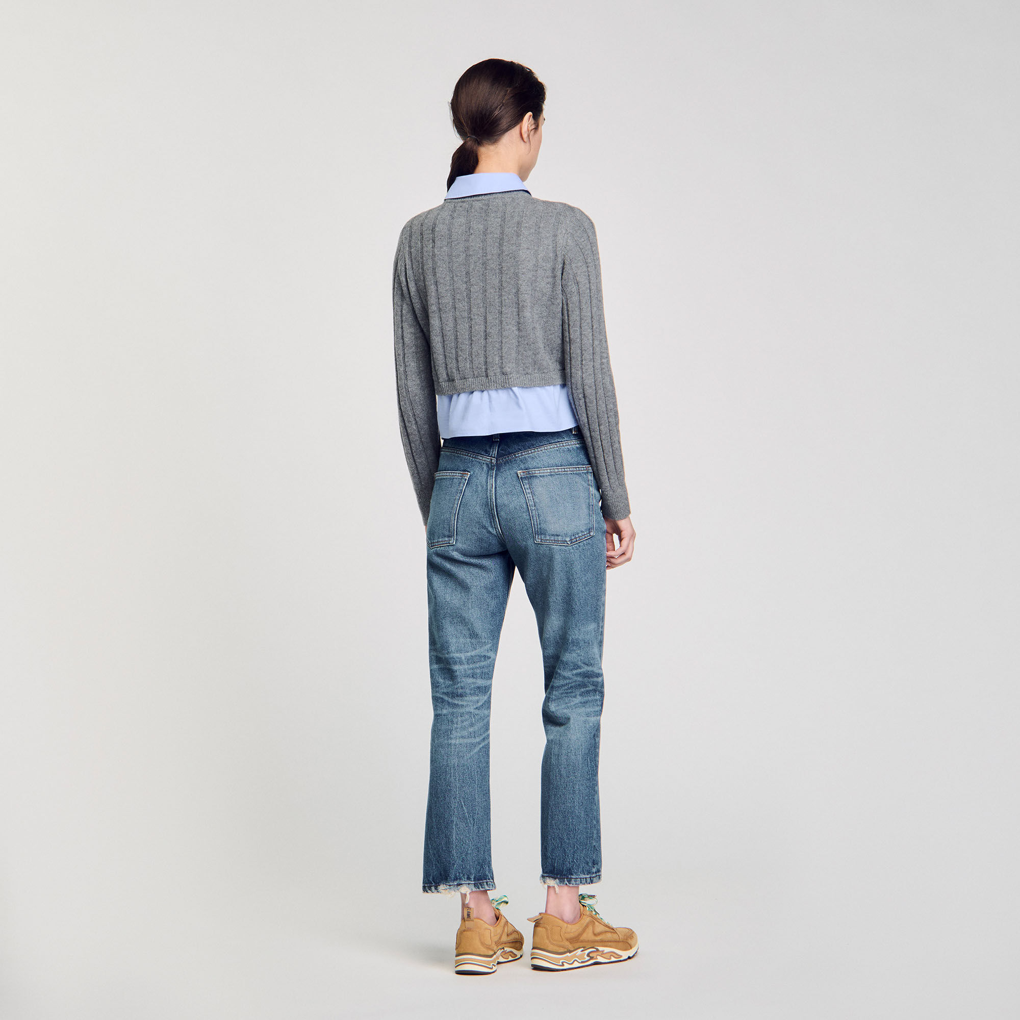 Cropped wool and cashmere jumper