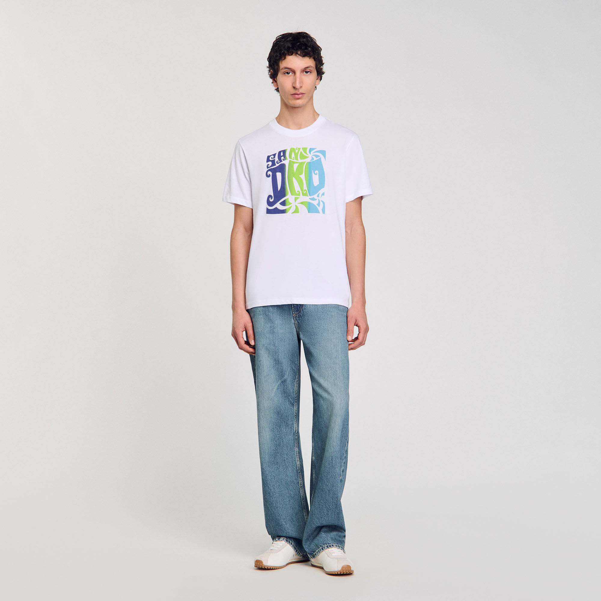 Baumwoll-T-Shirt mit Wellenmuster