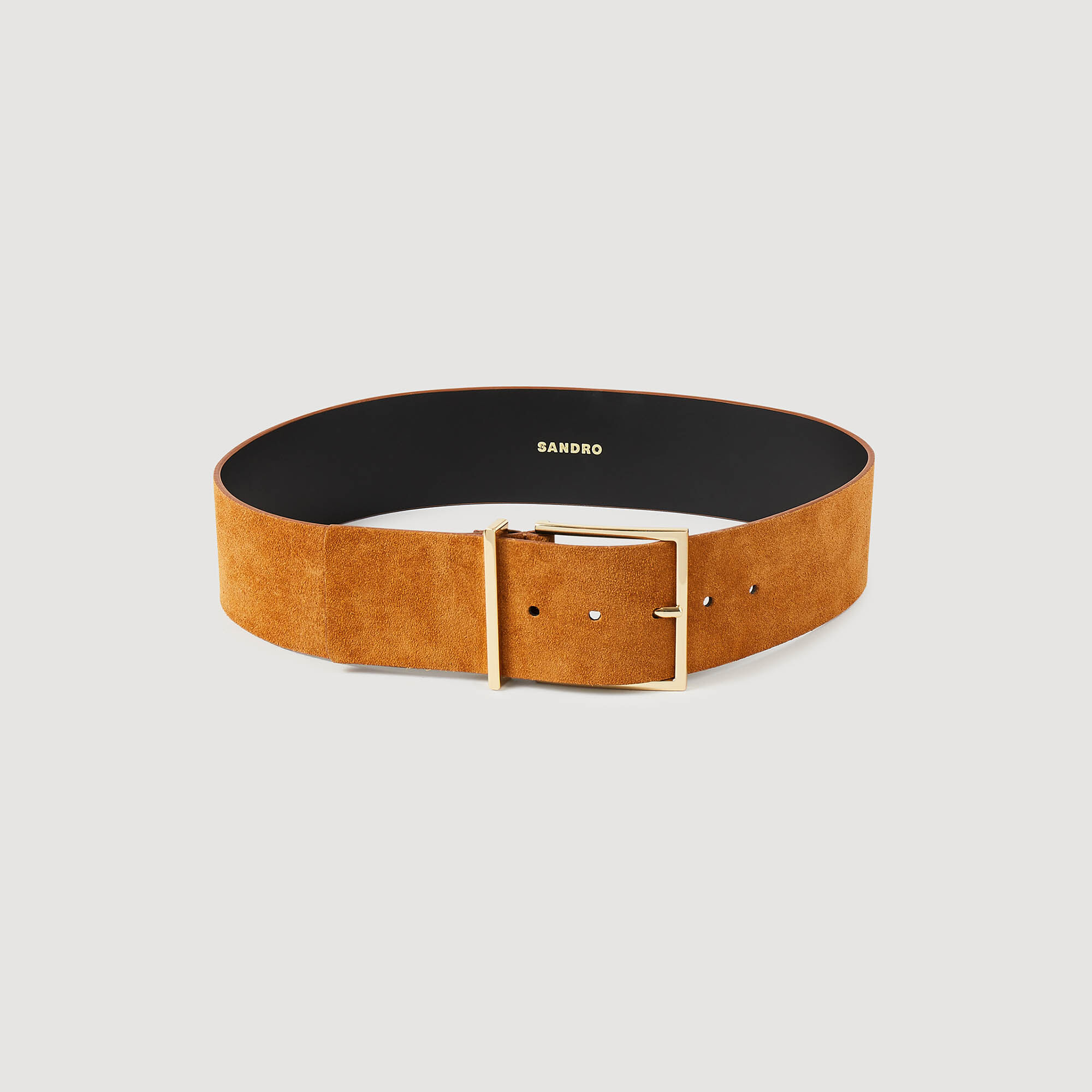 Wide leather crust belt brown For Women Sandro Paris