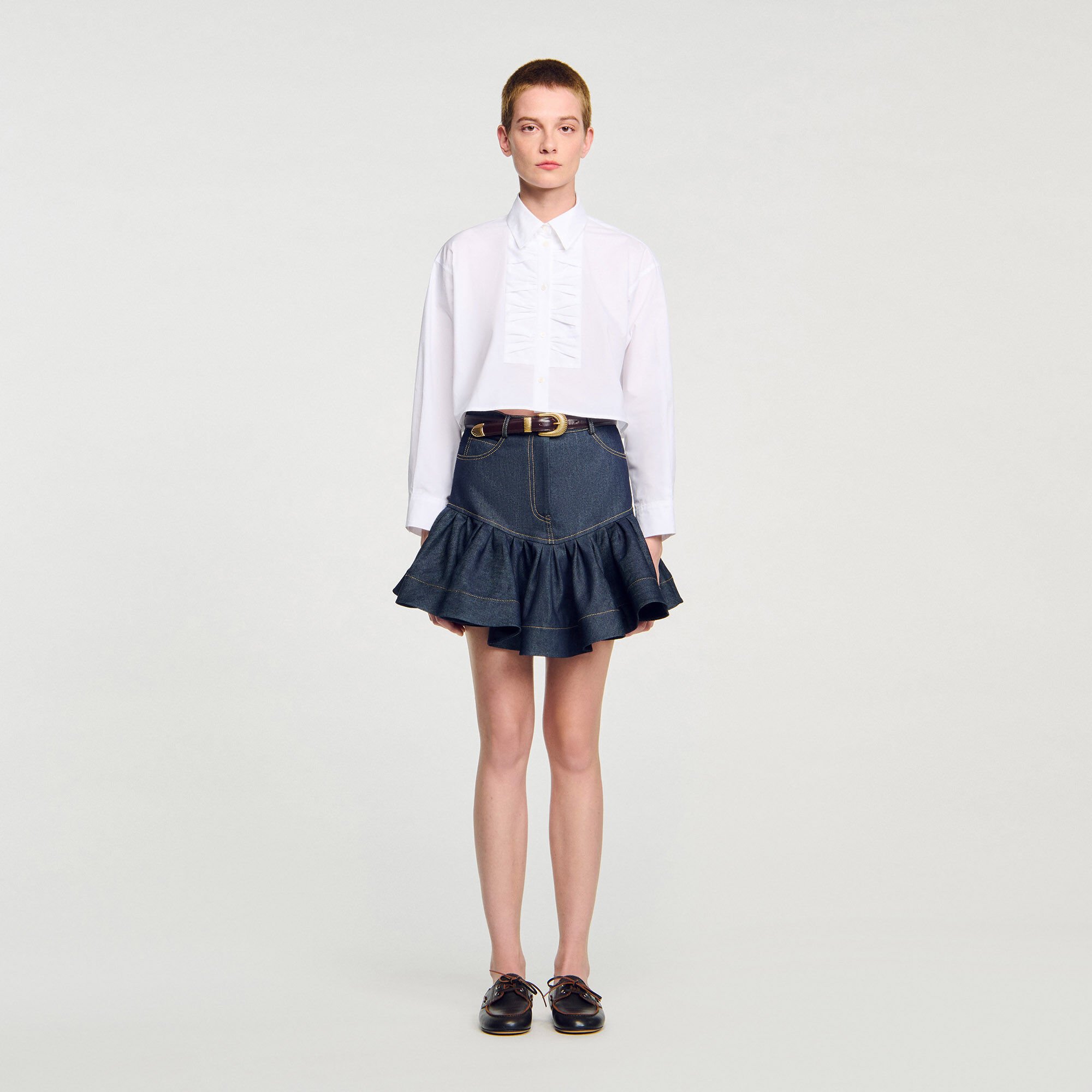 Chemise courte à détails nœuds