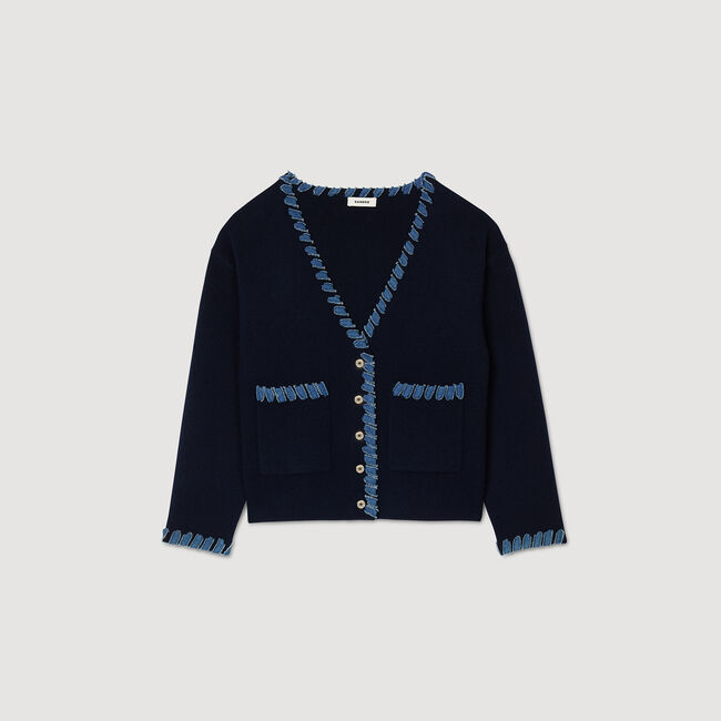 Cardigan mit Denim-Details