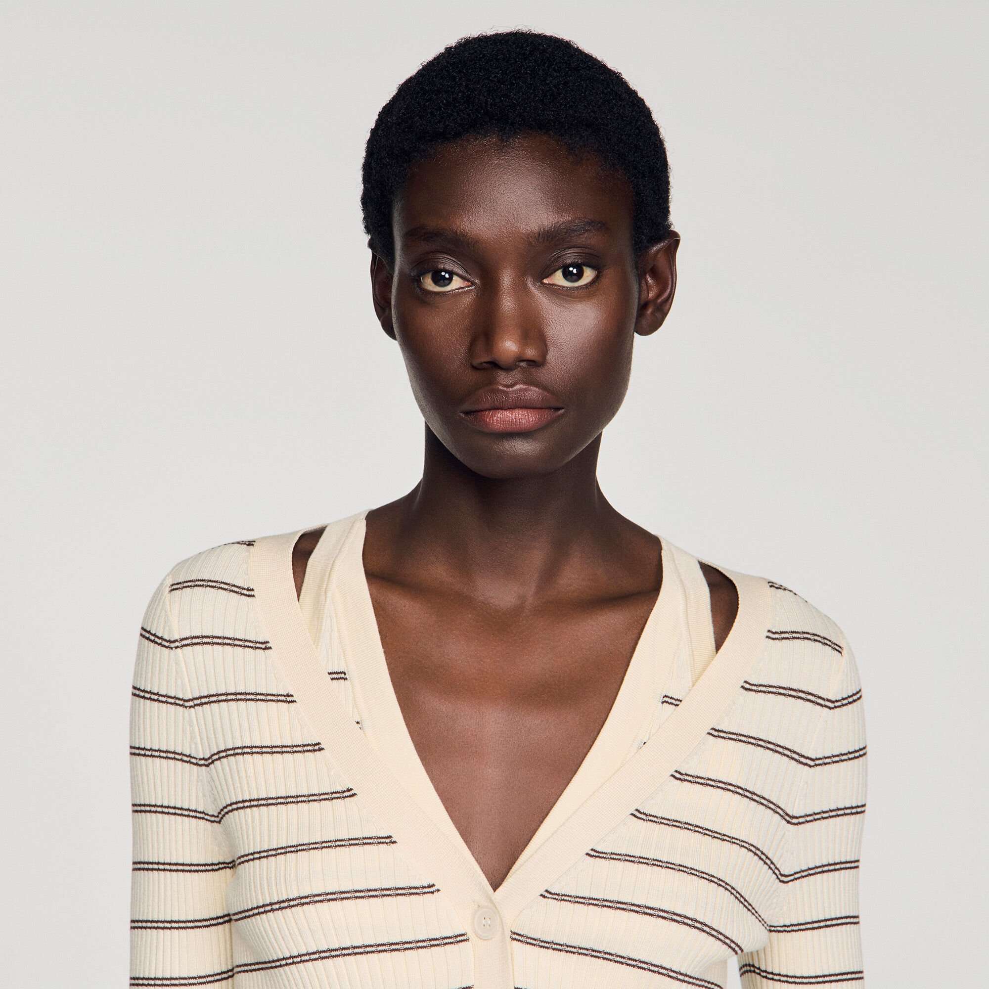 Striped ribbed cardigan