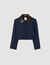Veste courte à col en cuir 