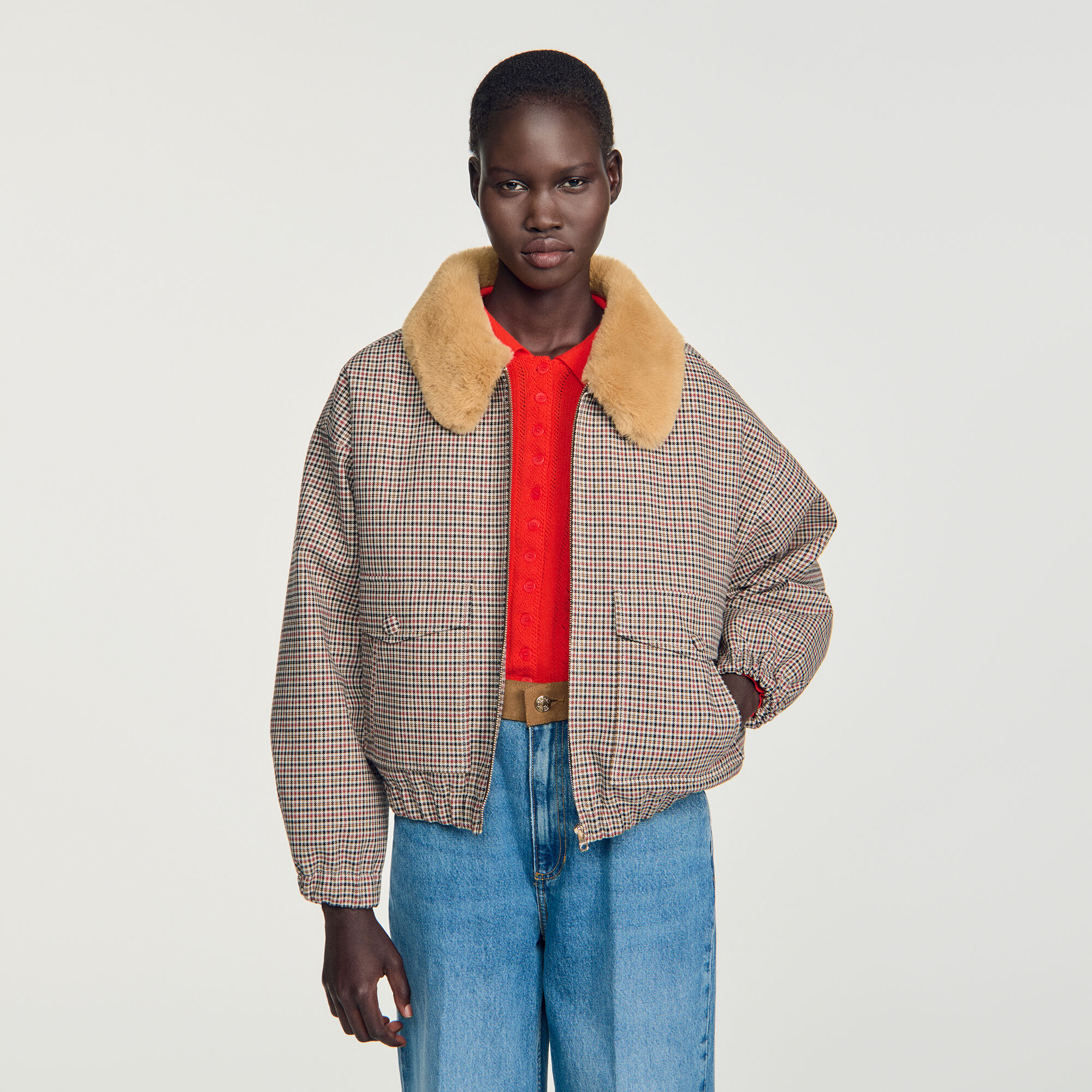 Faux fur-lined coat - Women | Sandro