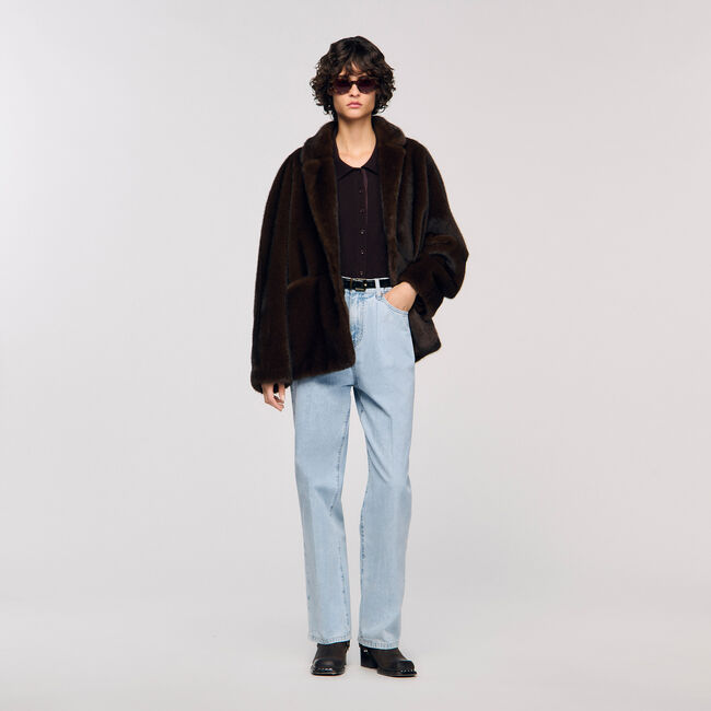 Faux fur coat jacket