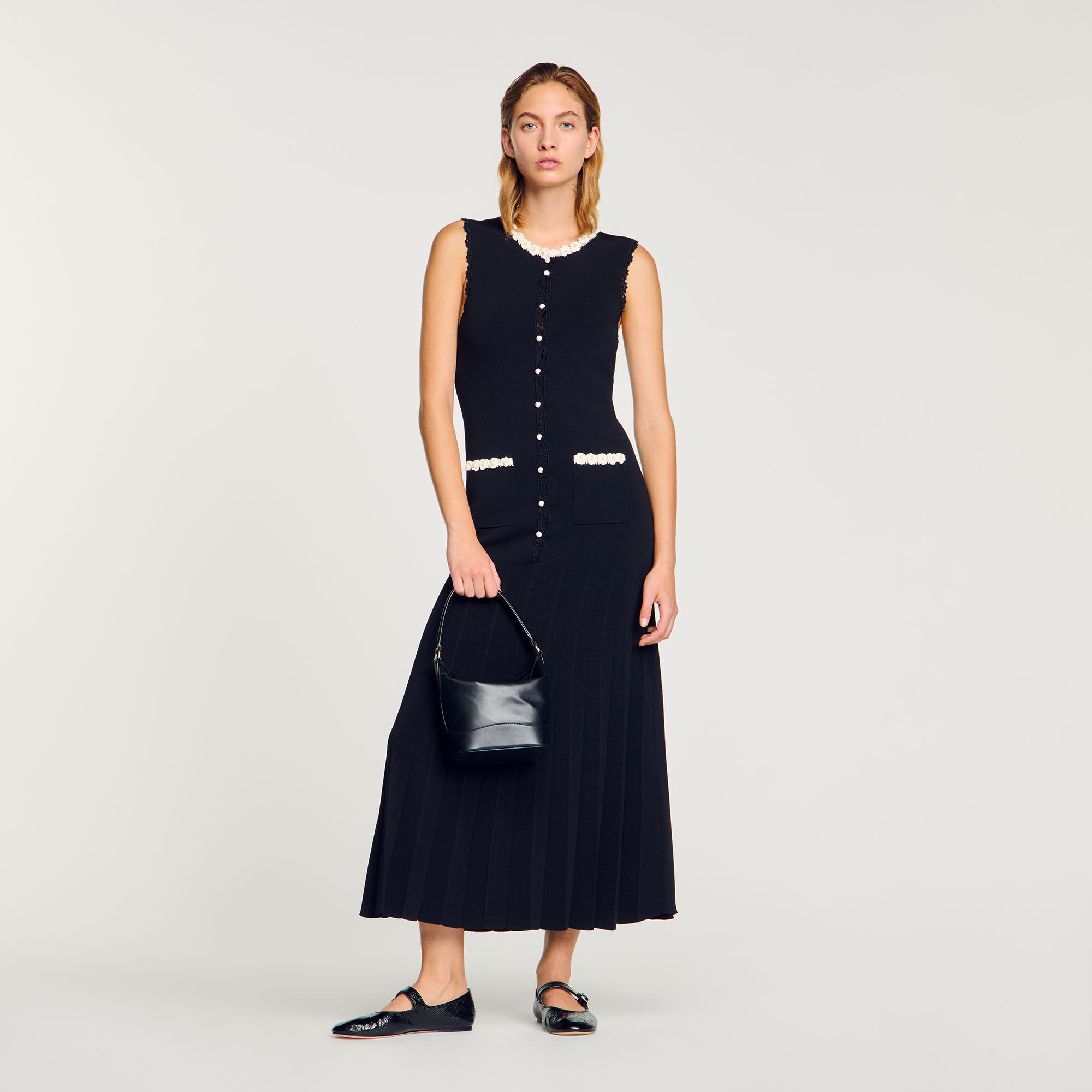 Robe longue à détails crochetés
