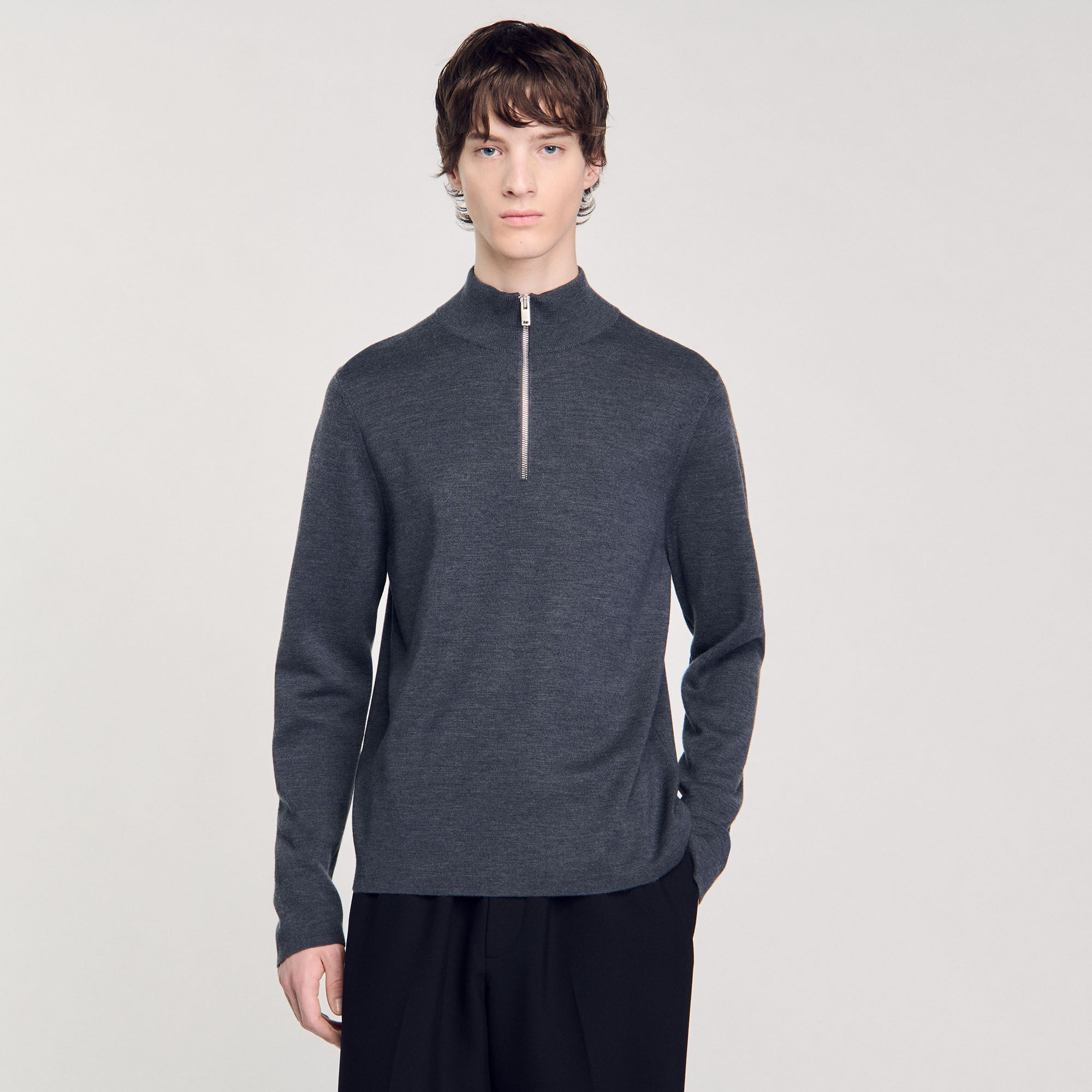 Pull en laine à col zippé