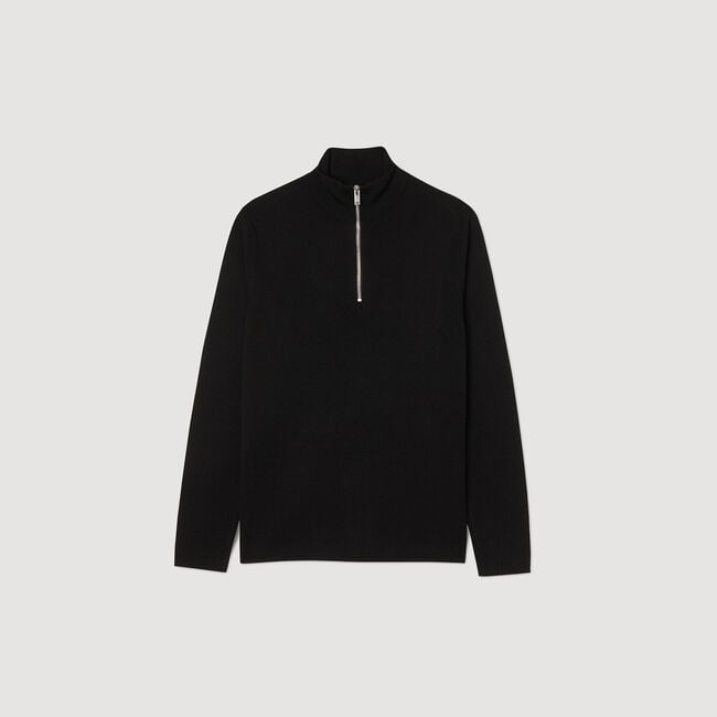 Wollpullover mit Reißverschlusskragen