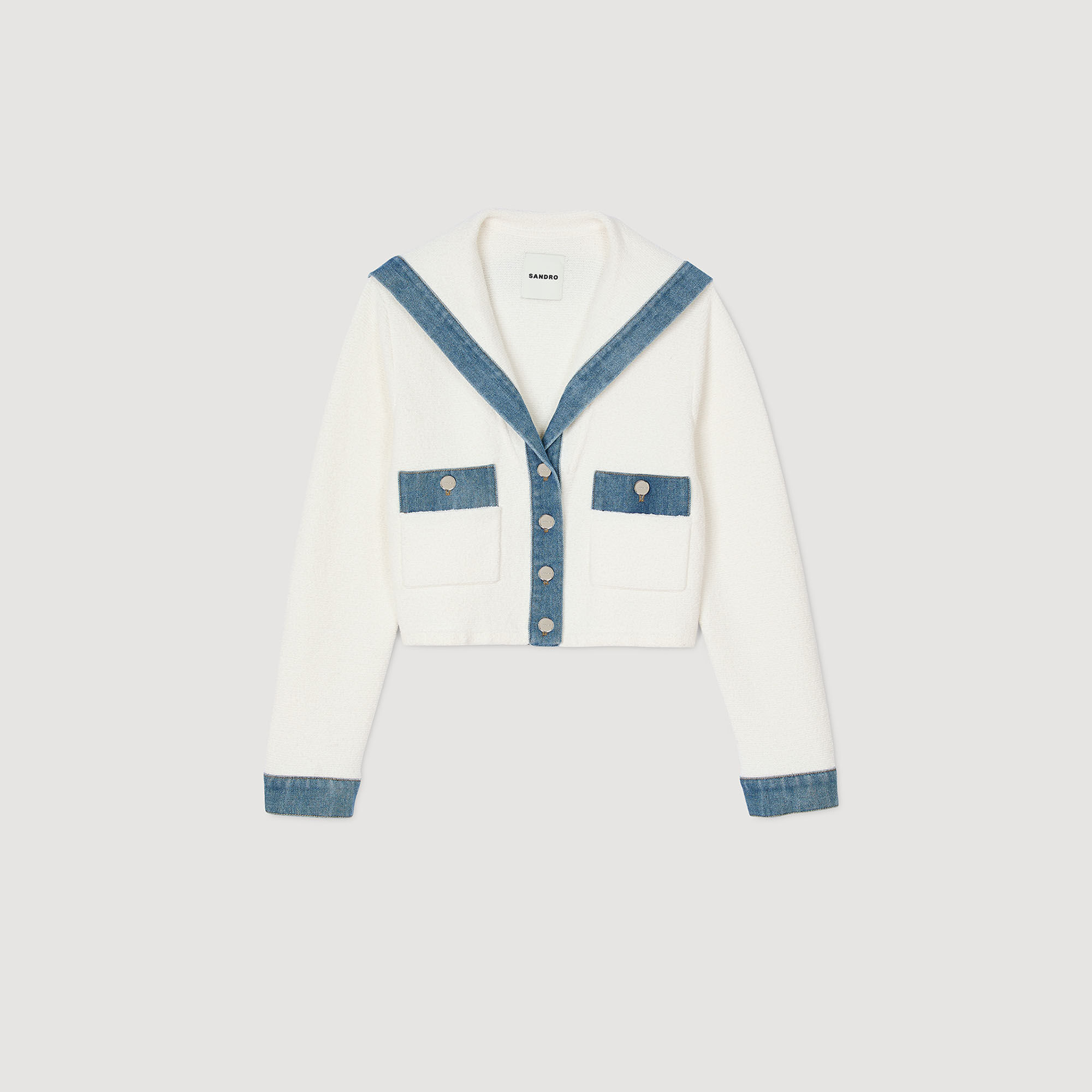 Cardigan mit Denim-Details