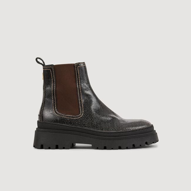 Chelsea-Boots aus Craquelé-Leder