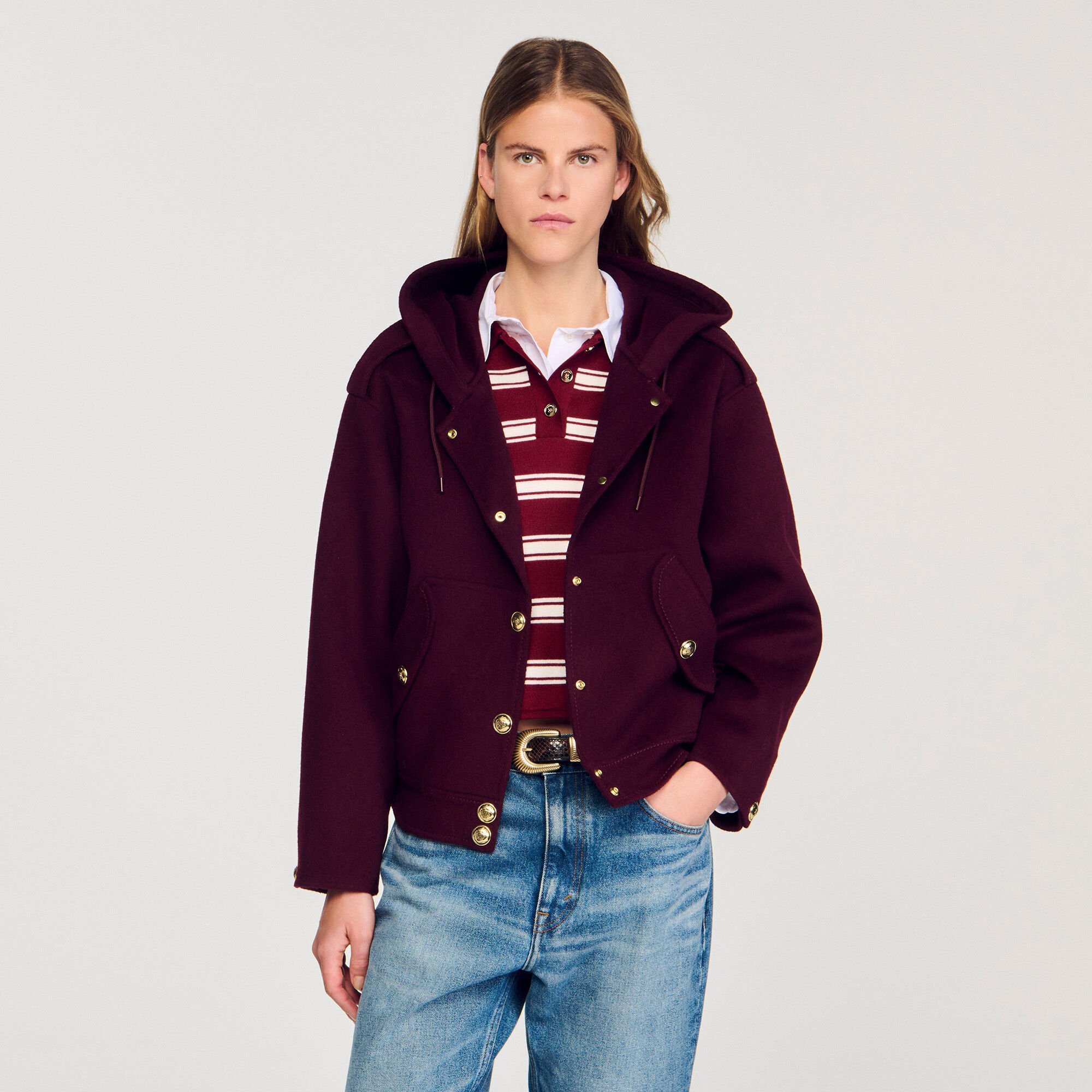 Veste à capuche en laine
