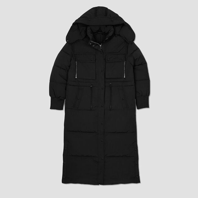 Lange gesteppte Daunenjacke