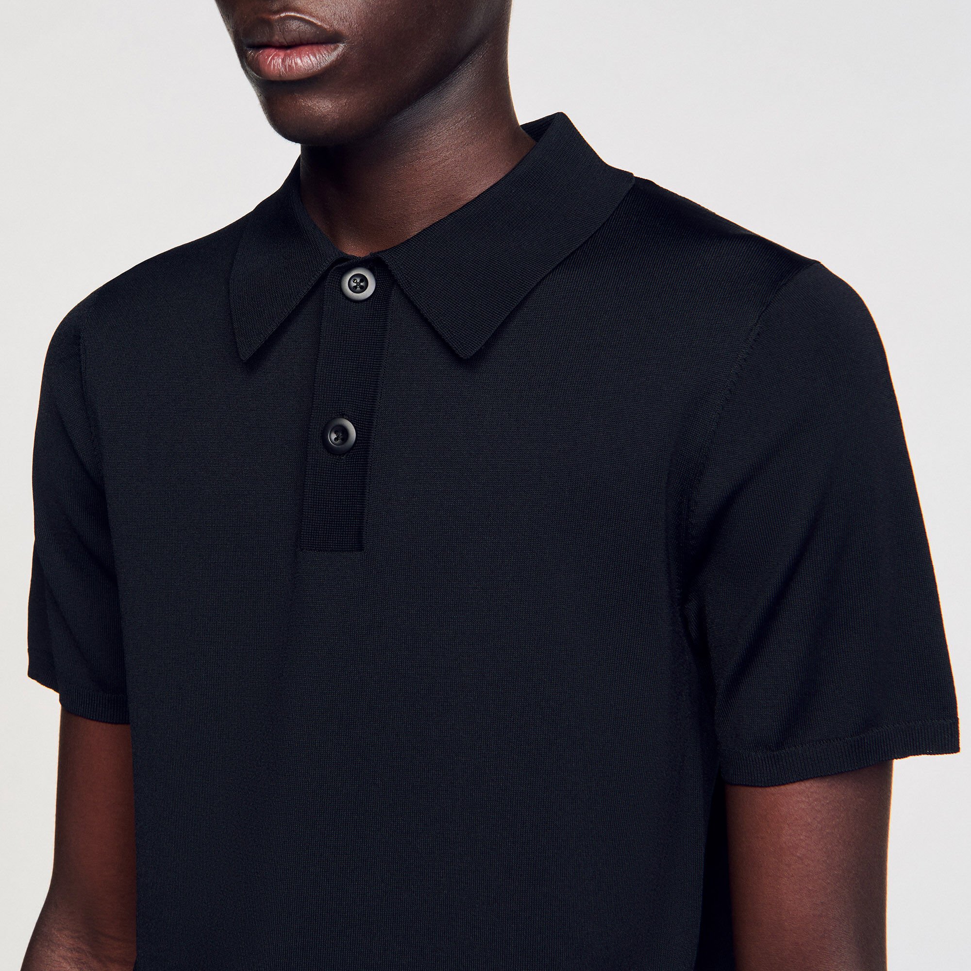 Short-sleeve knitted polo shirt